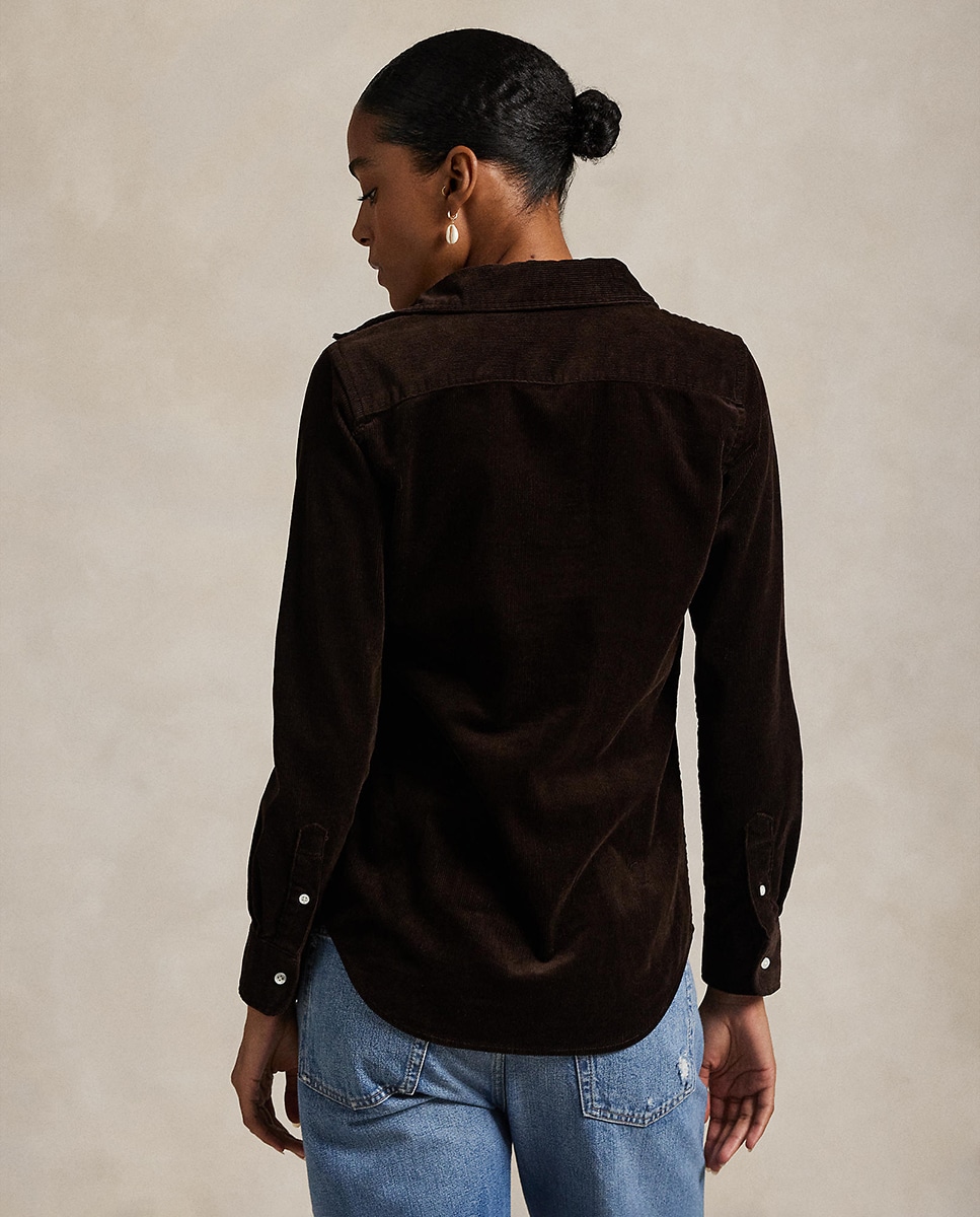 Camisa Oxford de Algodão Classic Fit Castanho-escuro-3