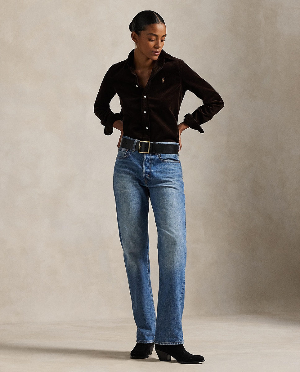 Camisa Oxford de Algodão Classic Fit Castanho-escuro-7