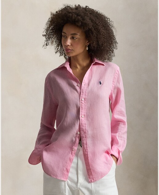 Imagem 0 de Camisa de linho de mulher com manga comprida