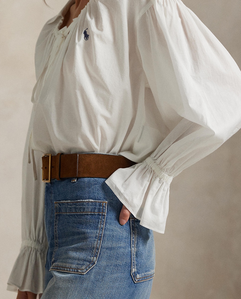 Blusa de Popelina de Algodão com Laço Branco-6