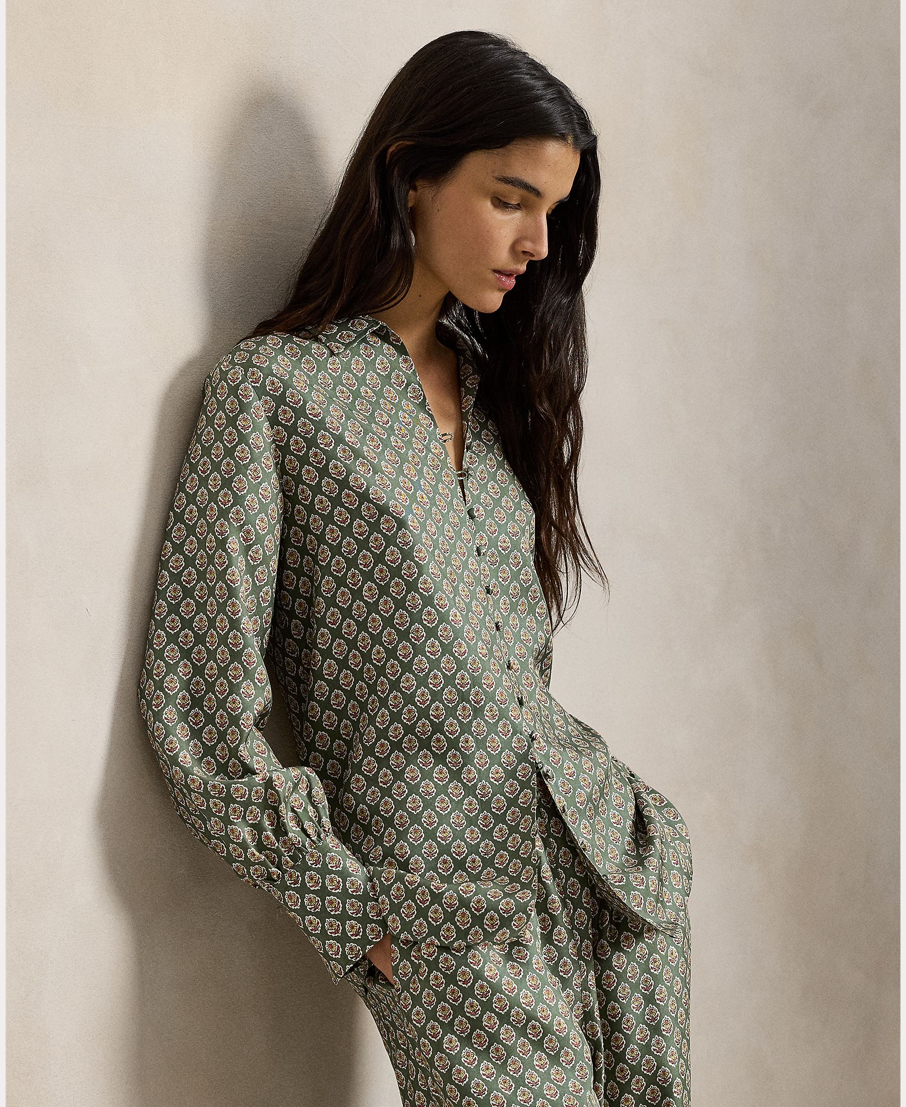 Polo Ralph Lauren - Camisa de mujer de seda estampada.
