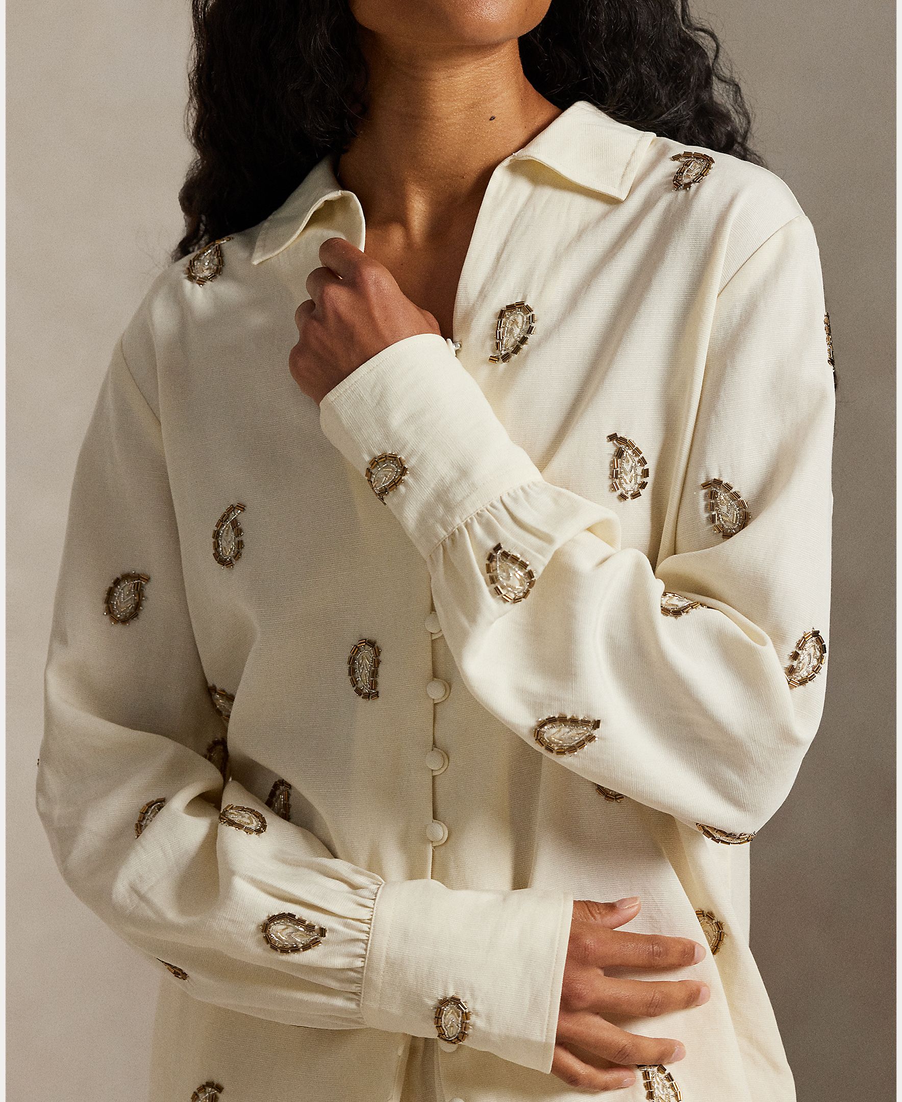 Camisa Folgada com Estampado Natural-3