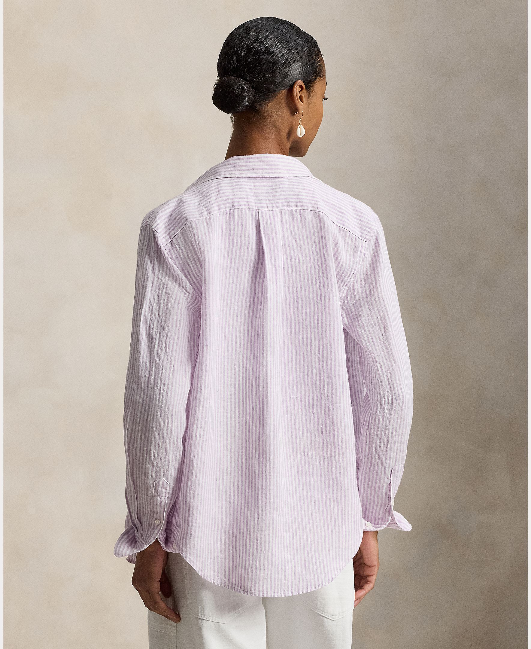 Camisa de Linho com Cavalo Bordado Lilás-2