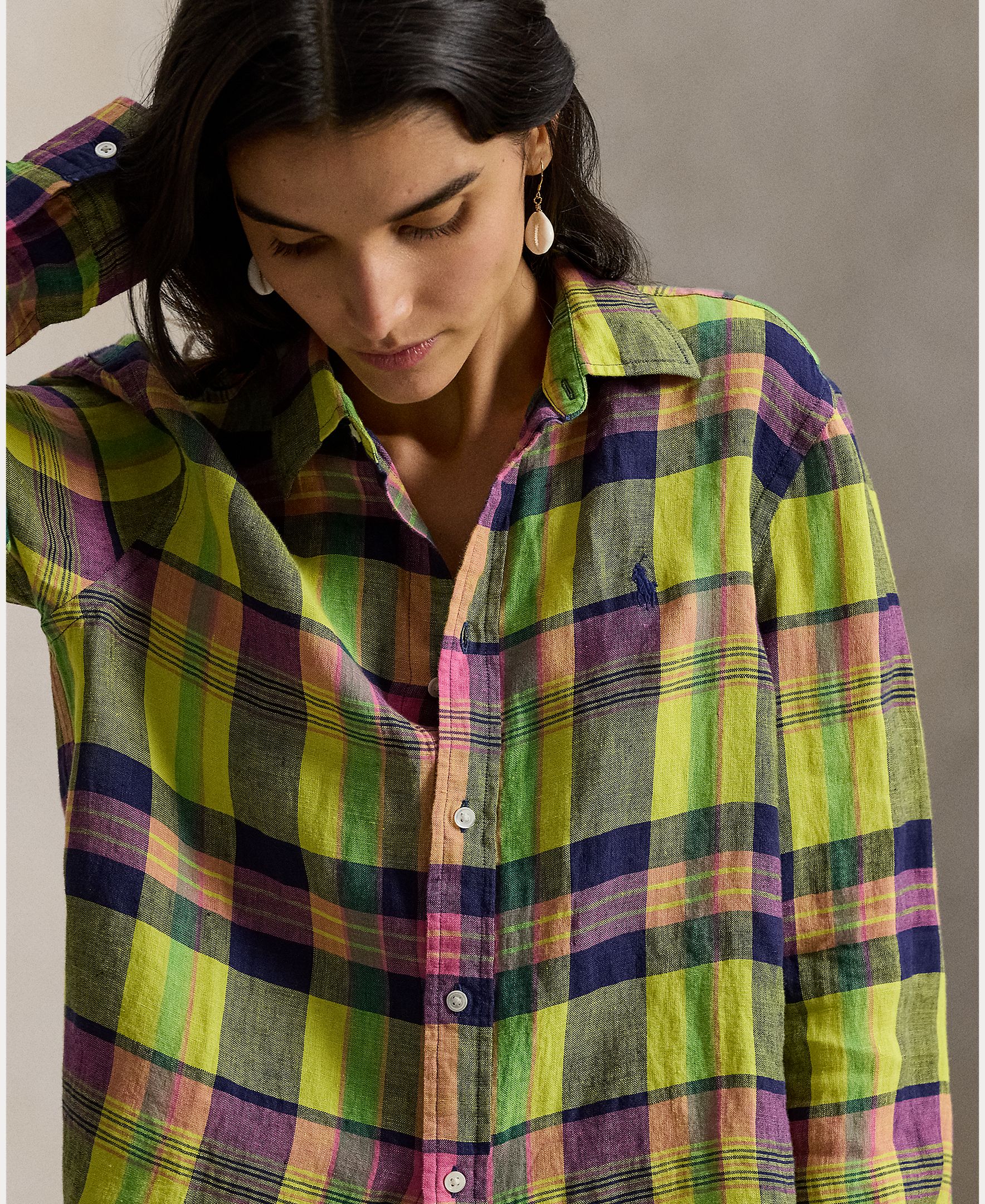 Camisa de Linho com Estampado Pistácio-3