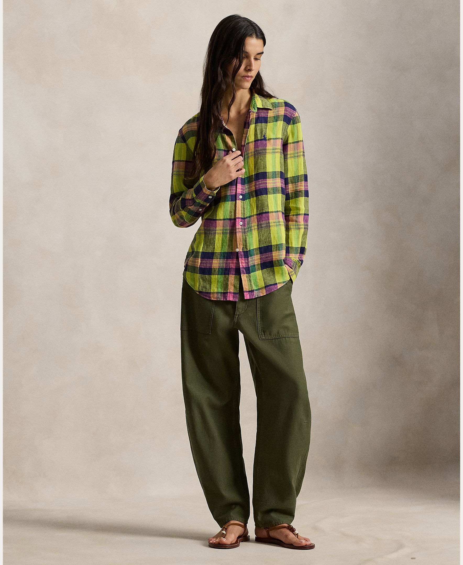 Camisa de Linho com Estampado Pistácio-5