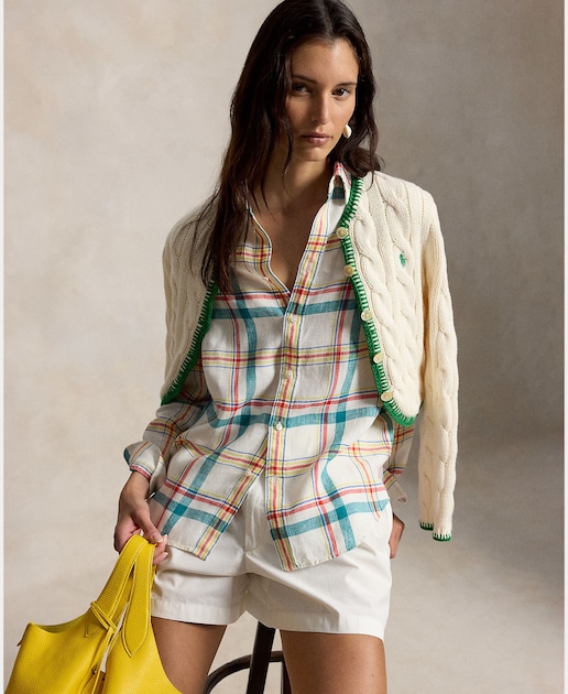 Imagem 0 de Camisa de linho de mulher com manga comprida