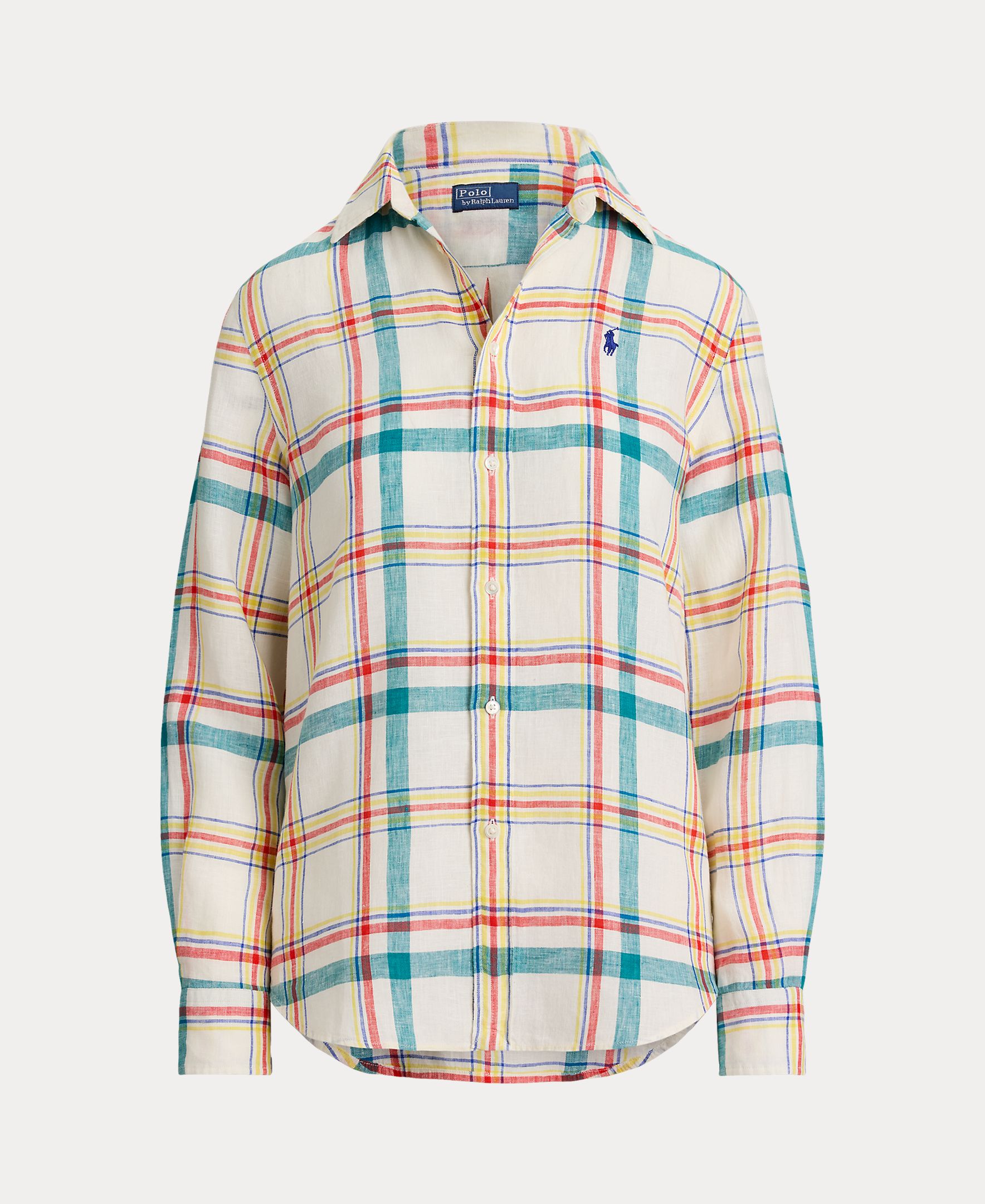 Camisa de linho de mulher com manga comprida Multicolor-6