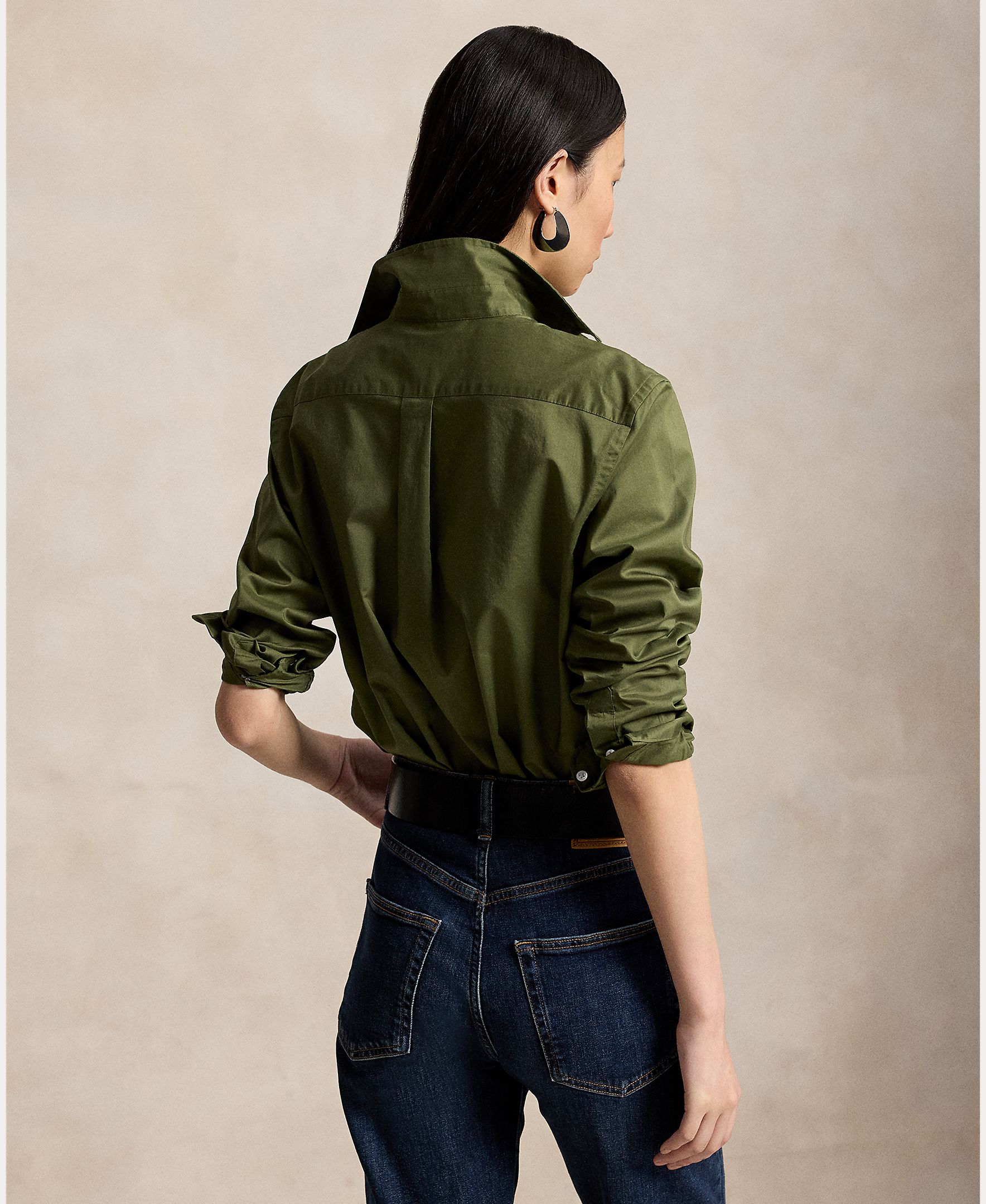 Camisa de mujer oxford de algodón Classic Fit - Polo Ralph Lauren - Verde militar Verde militar-4