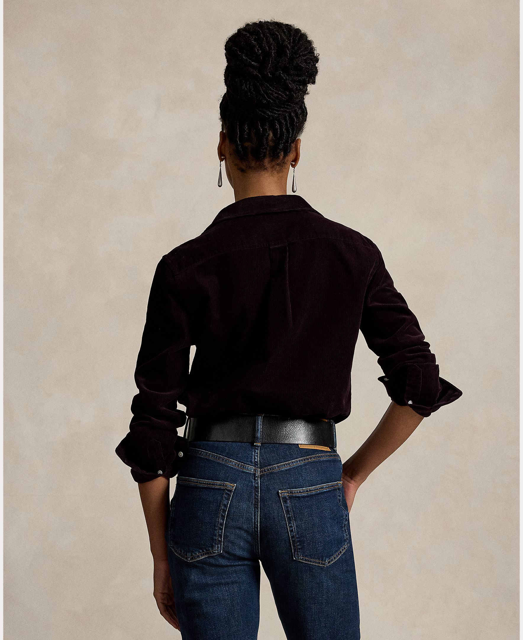 Camisa de Bombazina Classic Fit Beringela-3