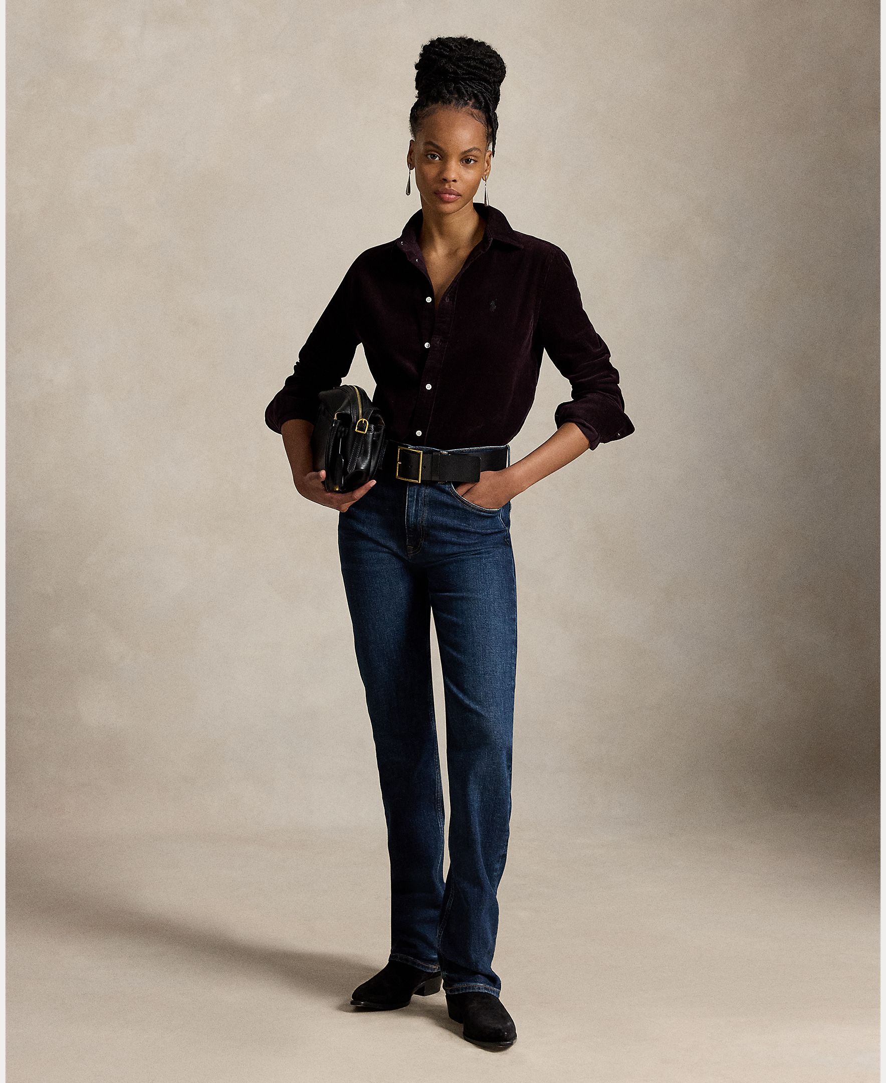 Camisa de Bombazina Classic Fit Beringela-6