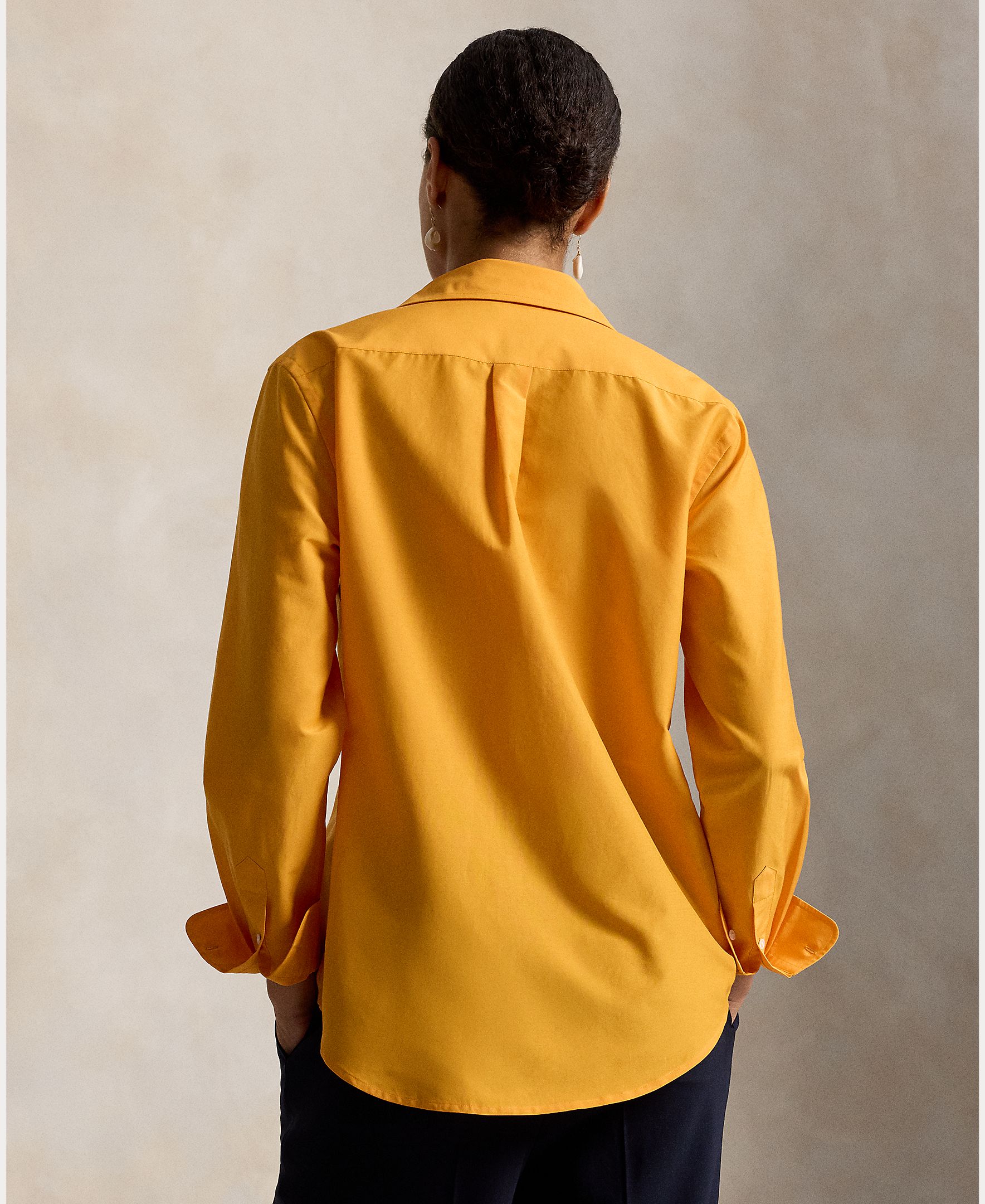 Camisa de Algodão e Seda Laranja-3