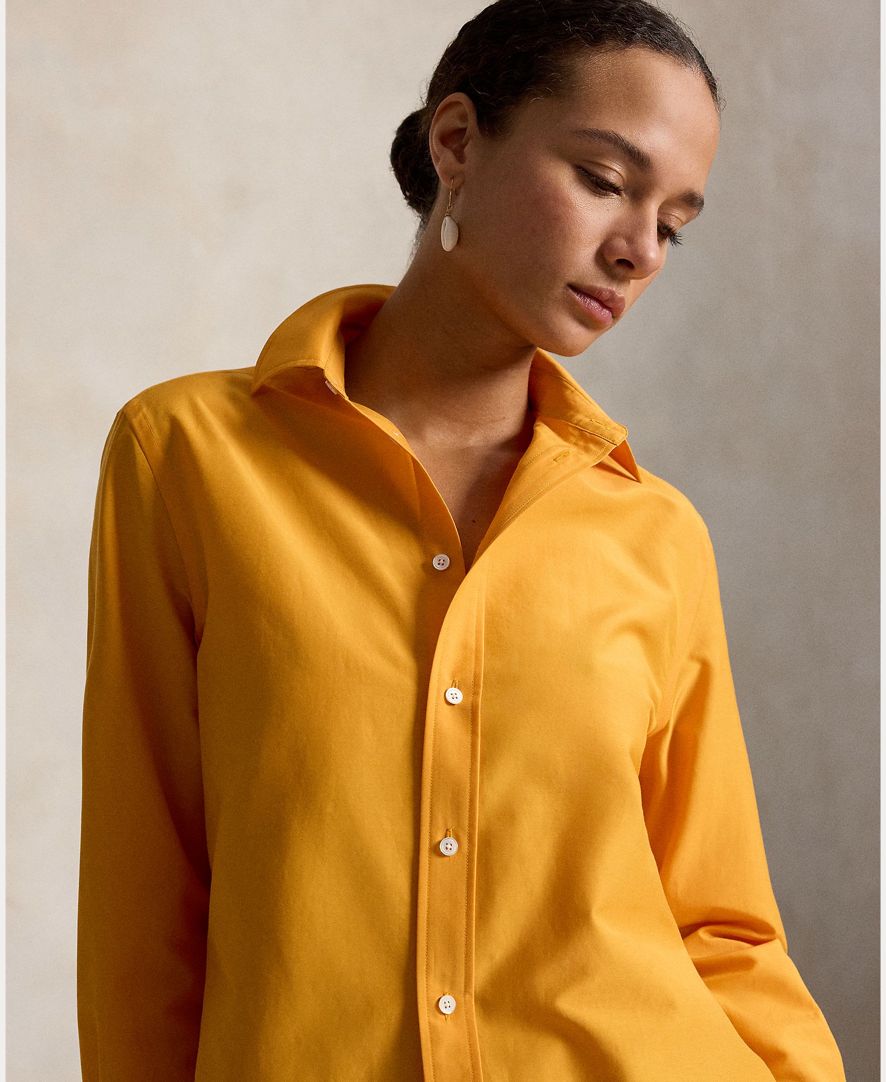 Camisa de Algodão e Seda Laranja-4