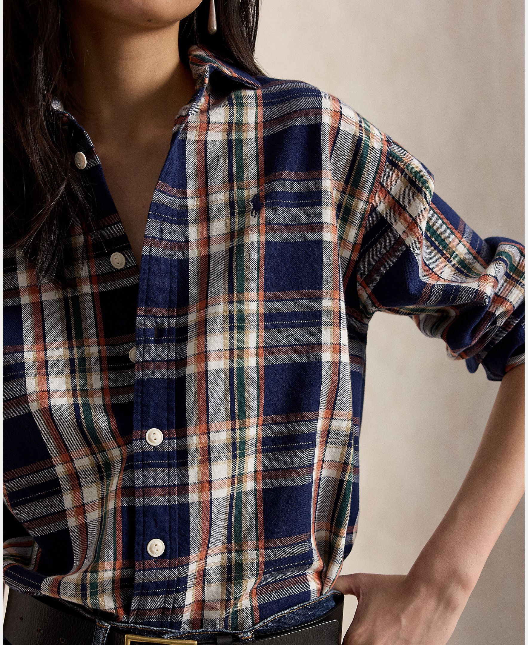 Camisa aos Quadrados e em Algodão Multicolor-4