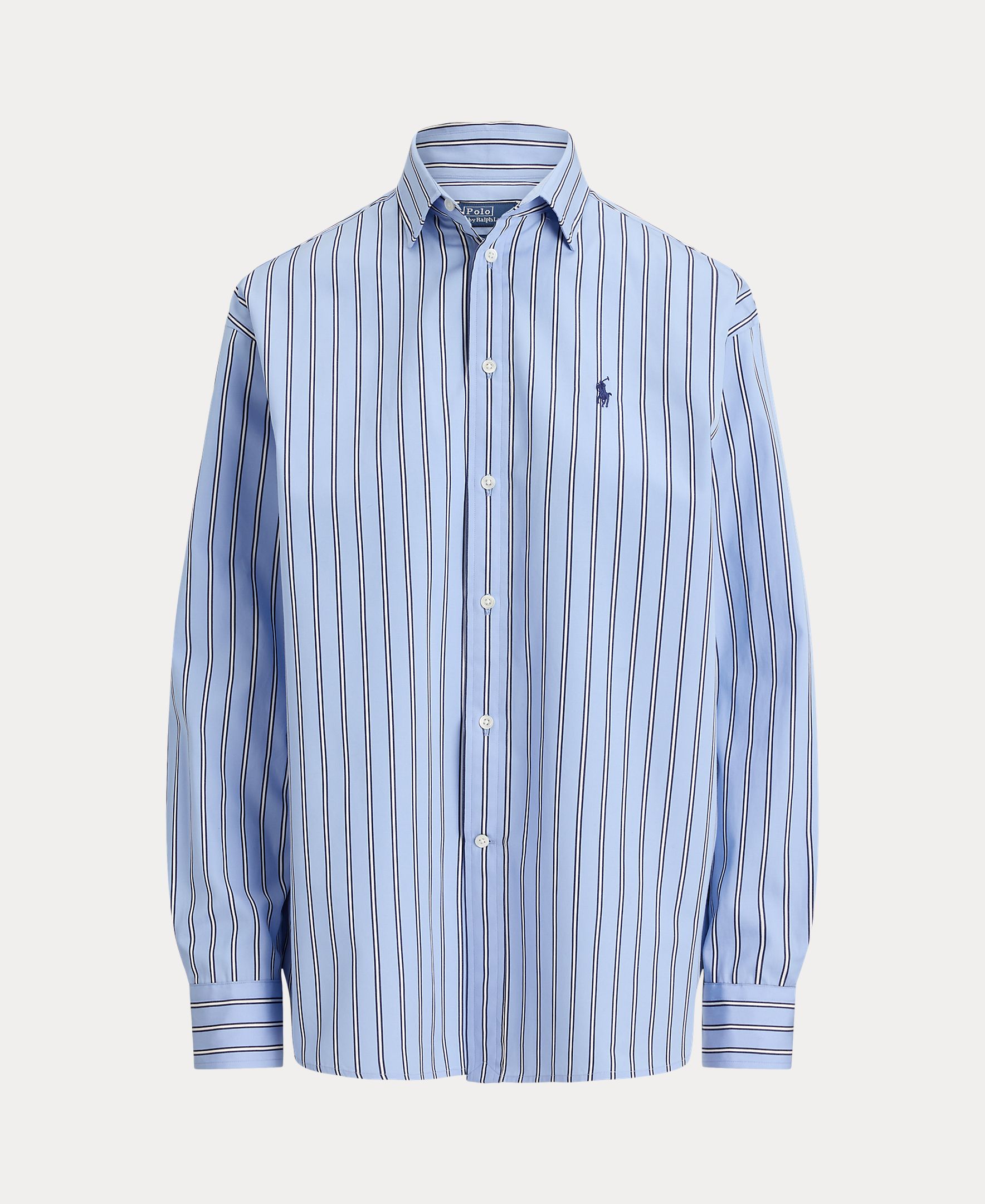 Camisa de mujer de algodón con estampado de rayas - Polo Ralph Lauren - Azul claro Azul claro-5
