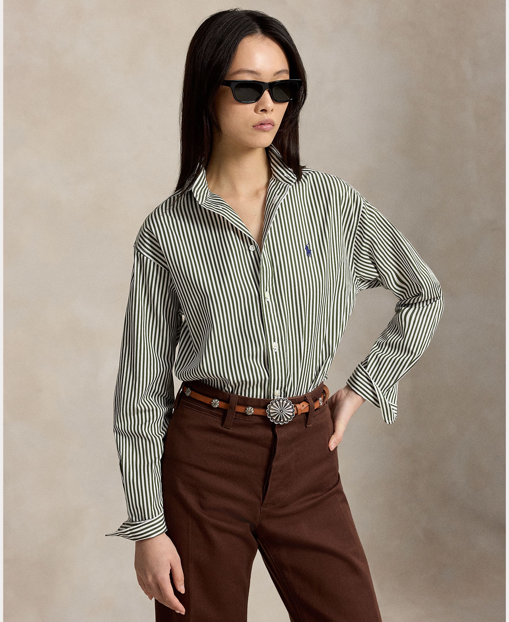 Imagem 0 de Camisa com Estampado às Riscas e em Algodão