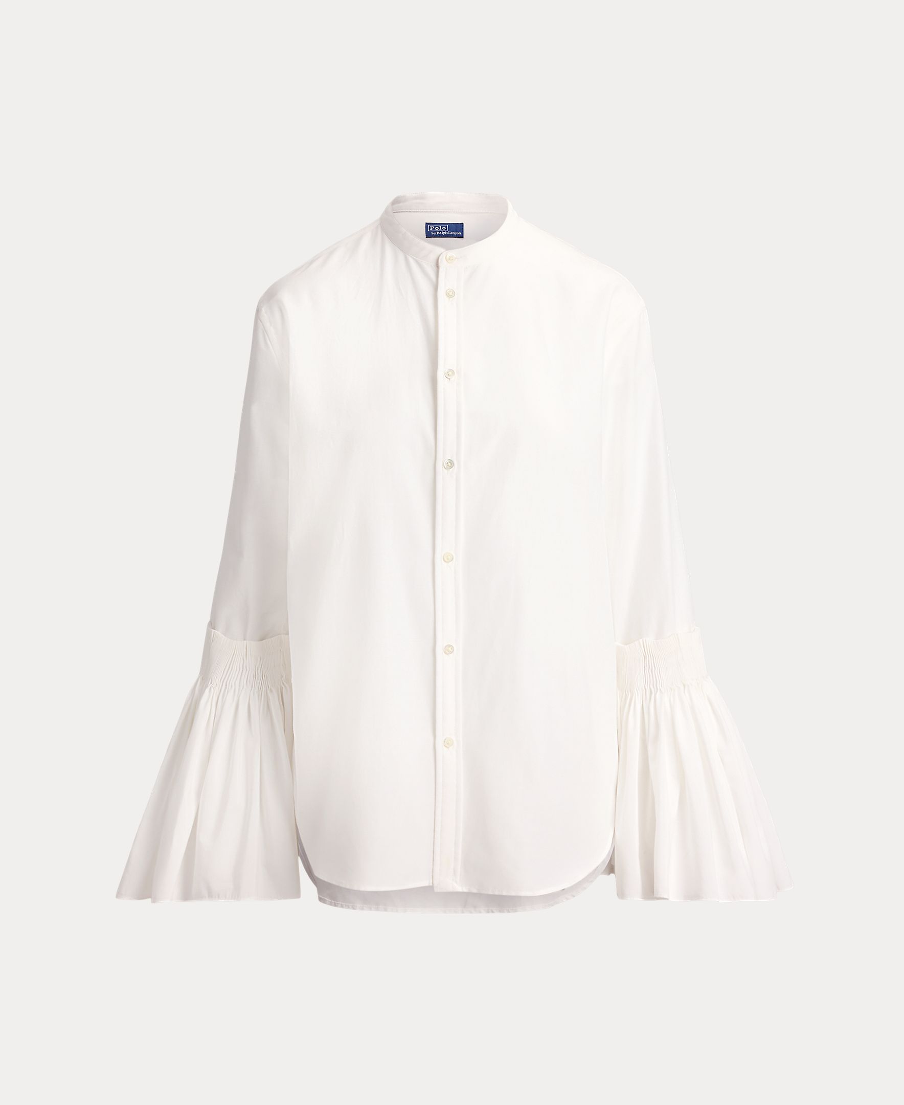Camisa de mujer de algodón y seda con cuello mao - Polo Ralph Lauren - Blanco Blanco-6