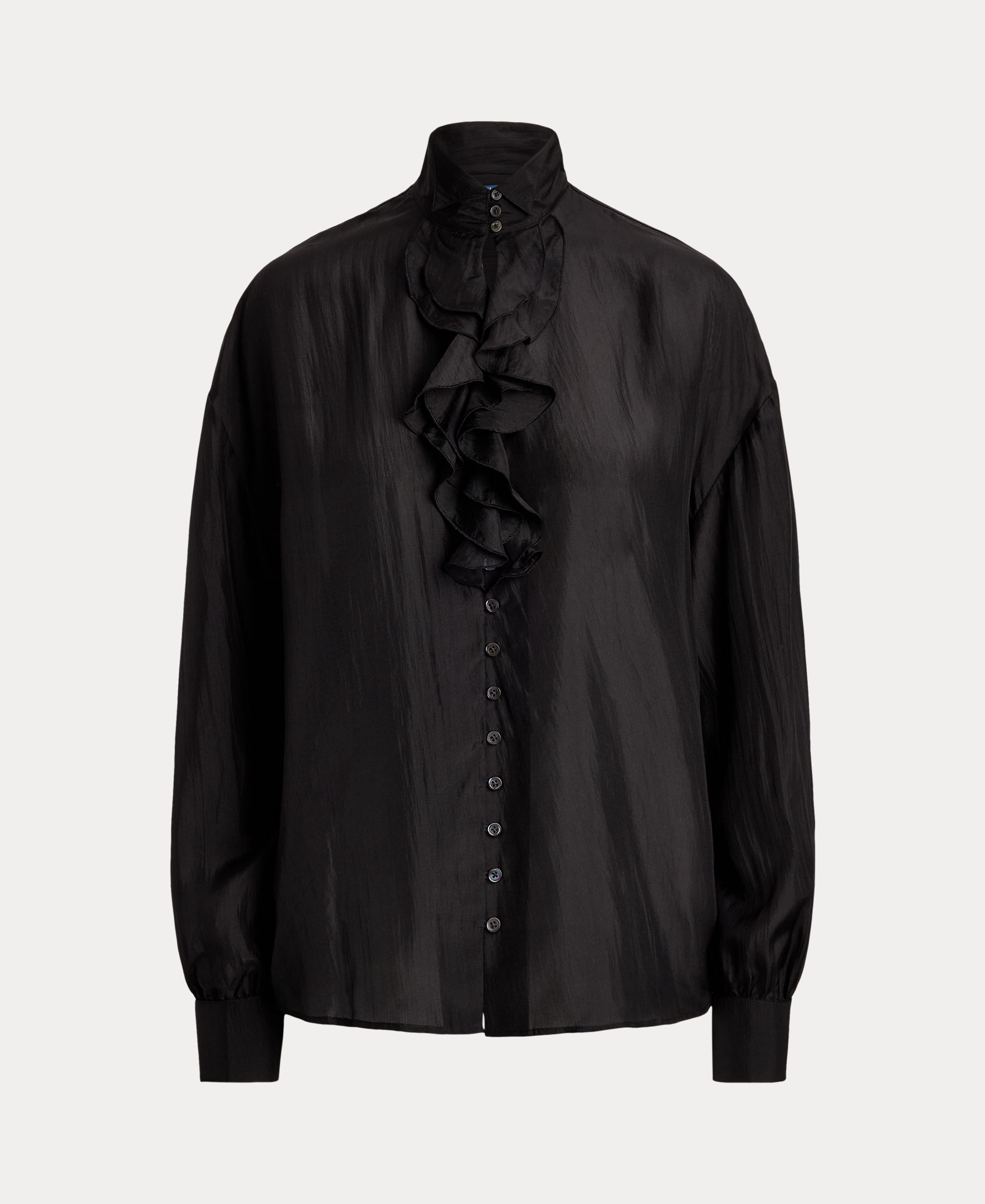 Camisa de mujer de seda con volantes - Polo Ralph Lauren - Negro Negro-5