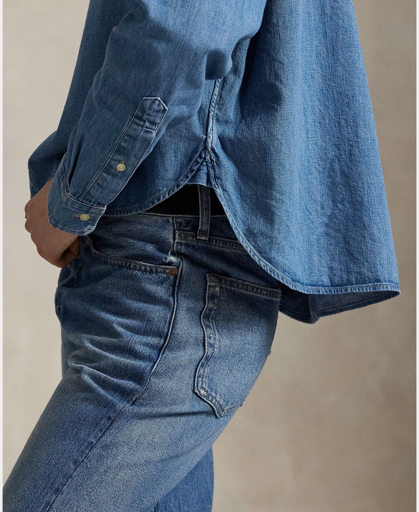 Camisa de Ganga com Cavalo Bordado Denim-4