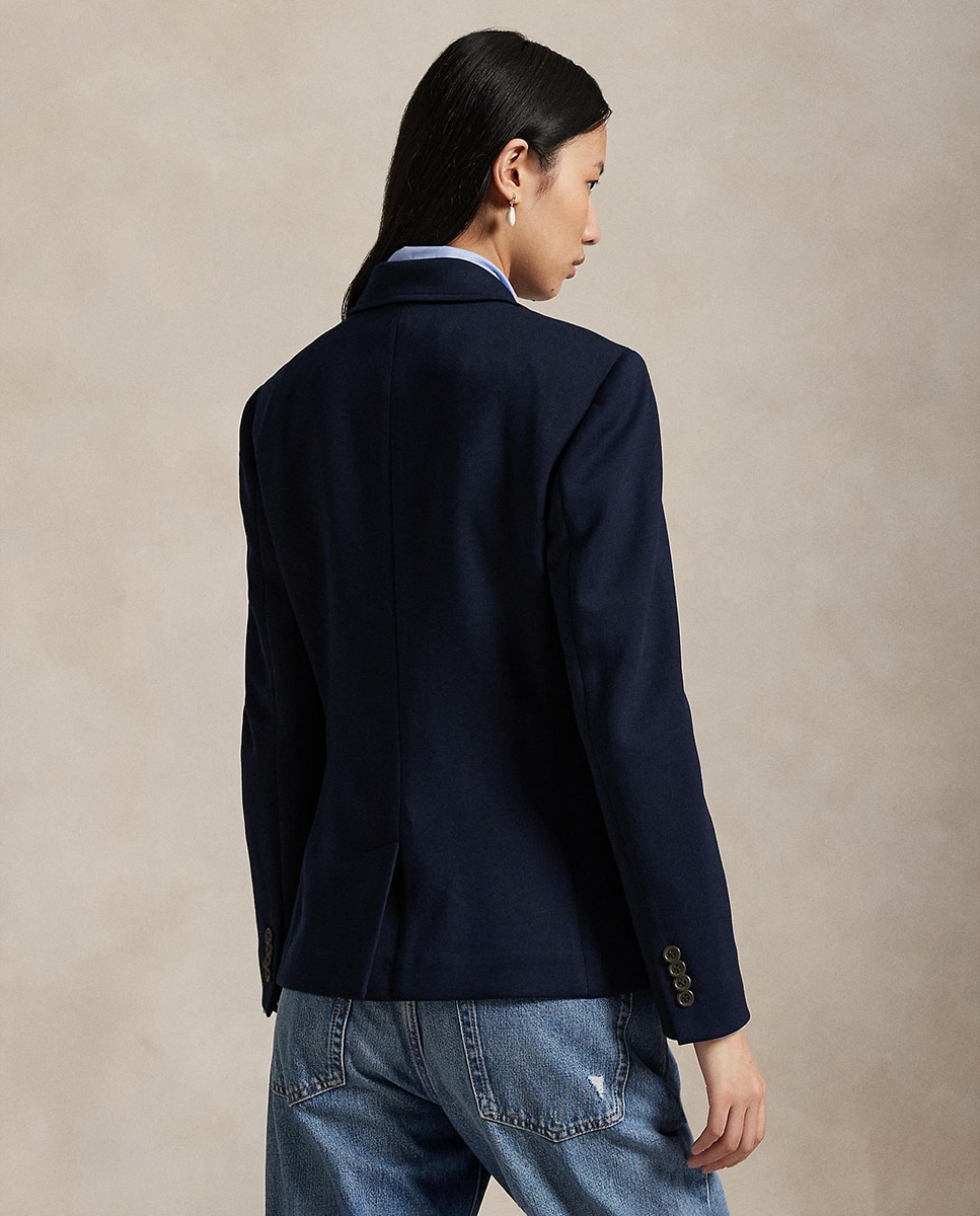 Blazer em Mistura de Algodão Azul-marinho-3