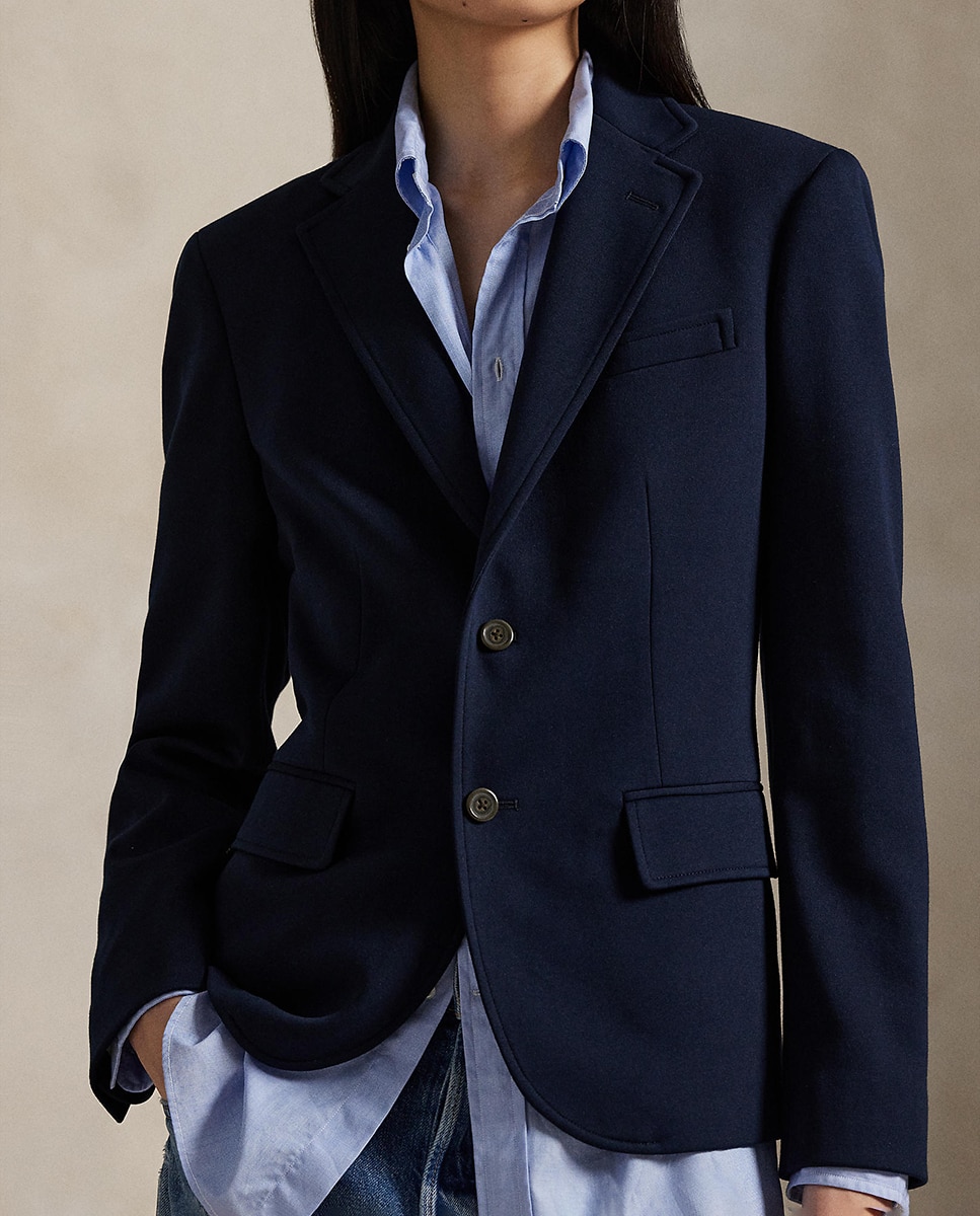 Blazer em Mistura de Algodão Azul-marinho-4