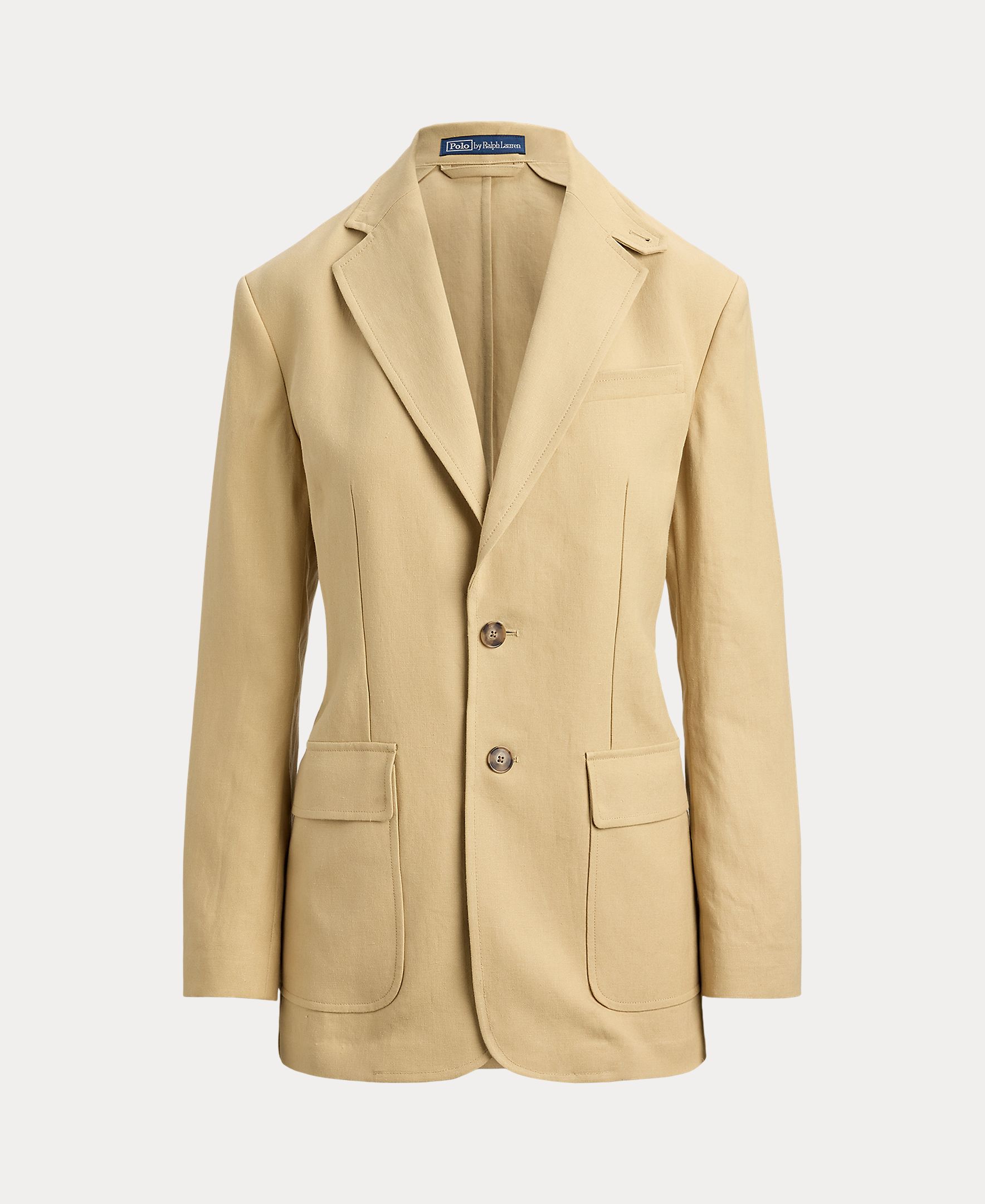 Blazer de Fibras Naturais com Dois Botões Bege-4