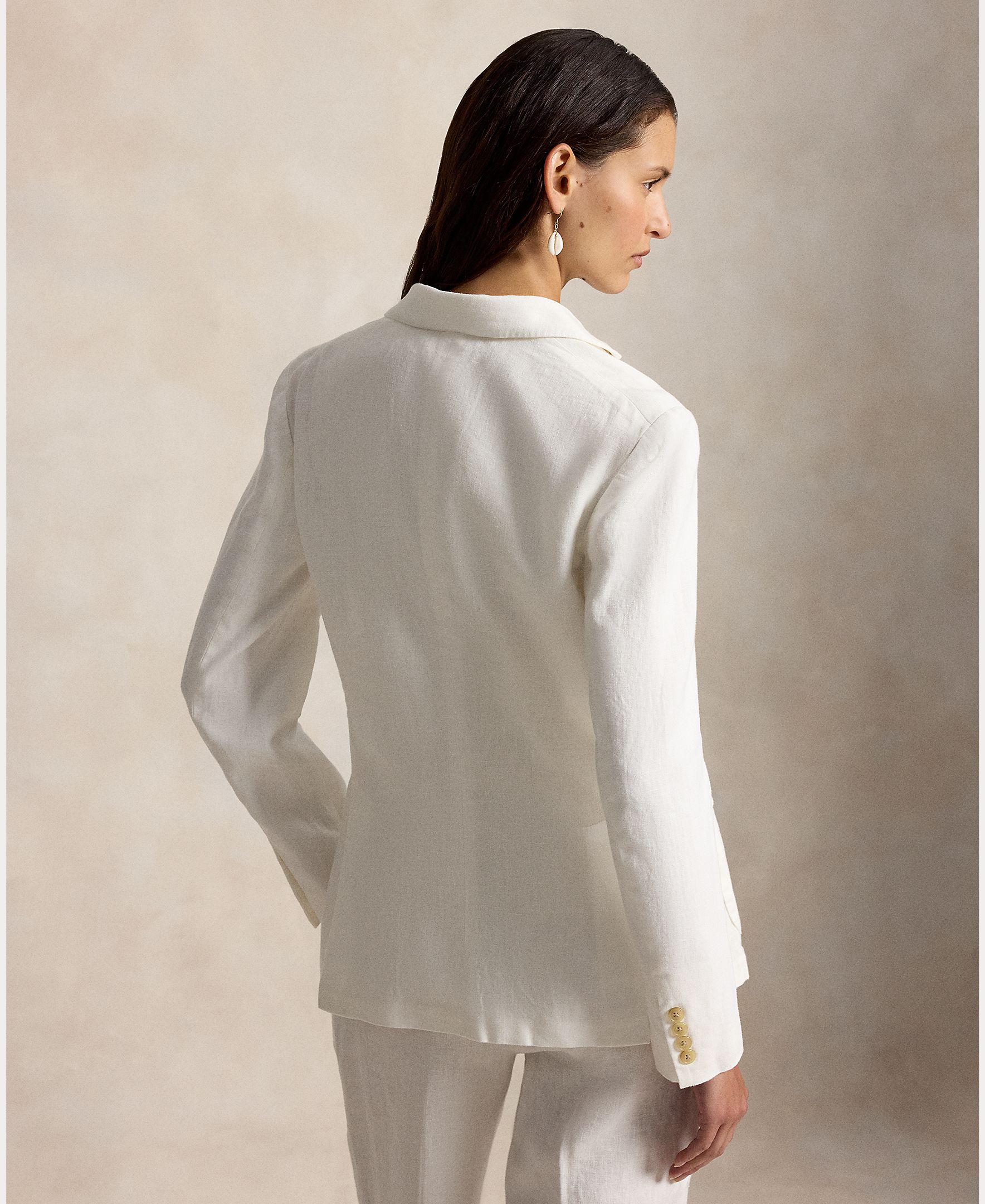 Blazer com Bolsos e em Linho Branco-marfim-4