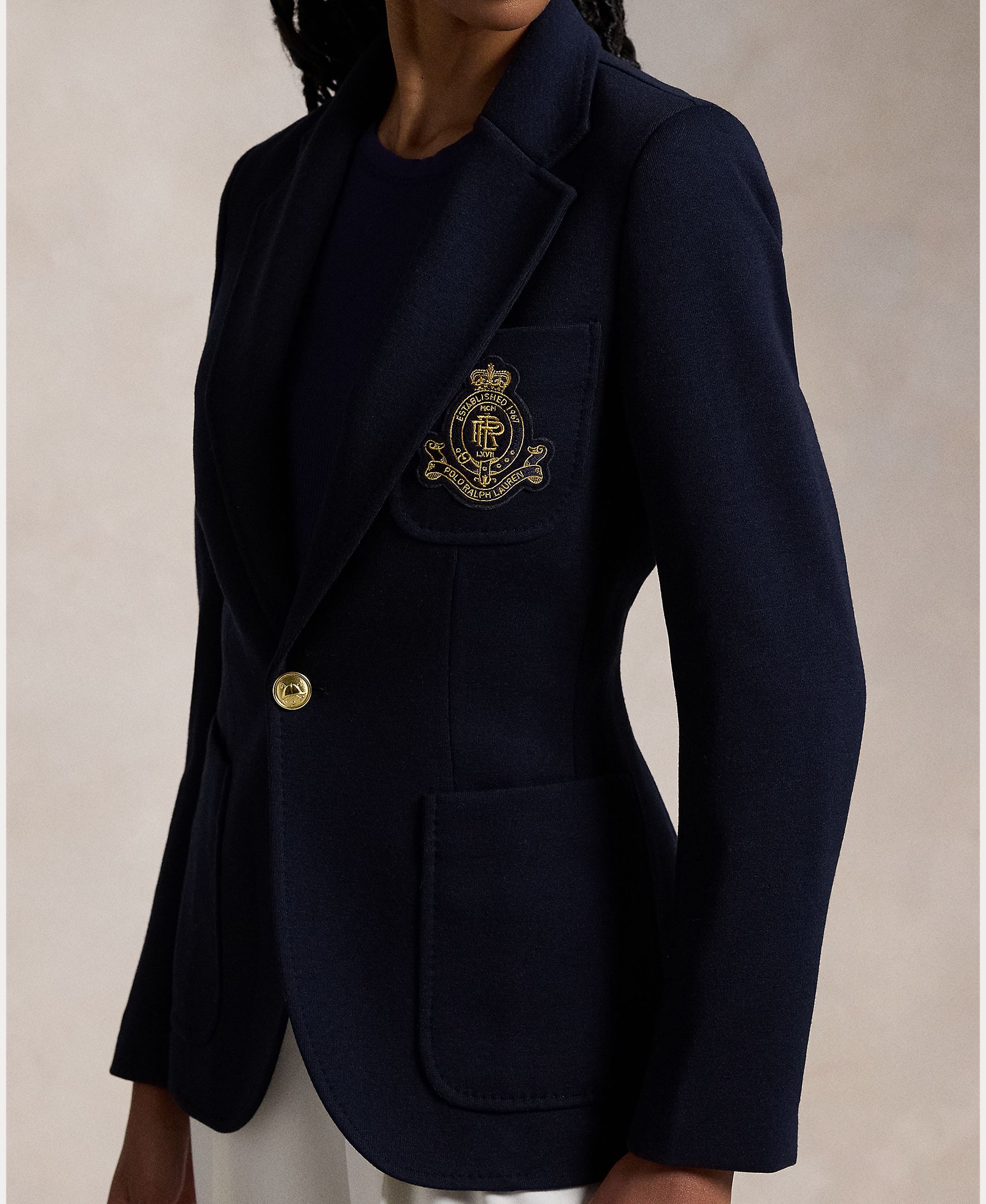 Blazer com Abotoadura Simples e Escudo Azul-marinho-6
