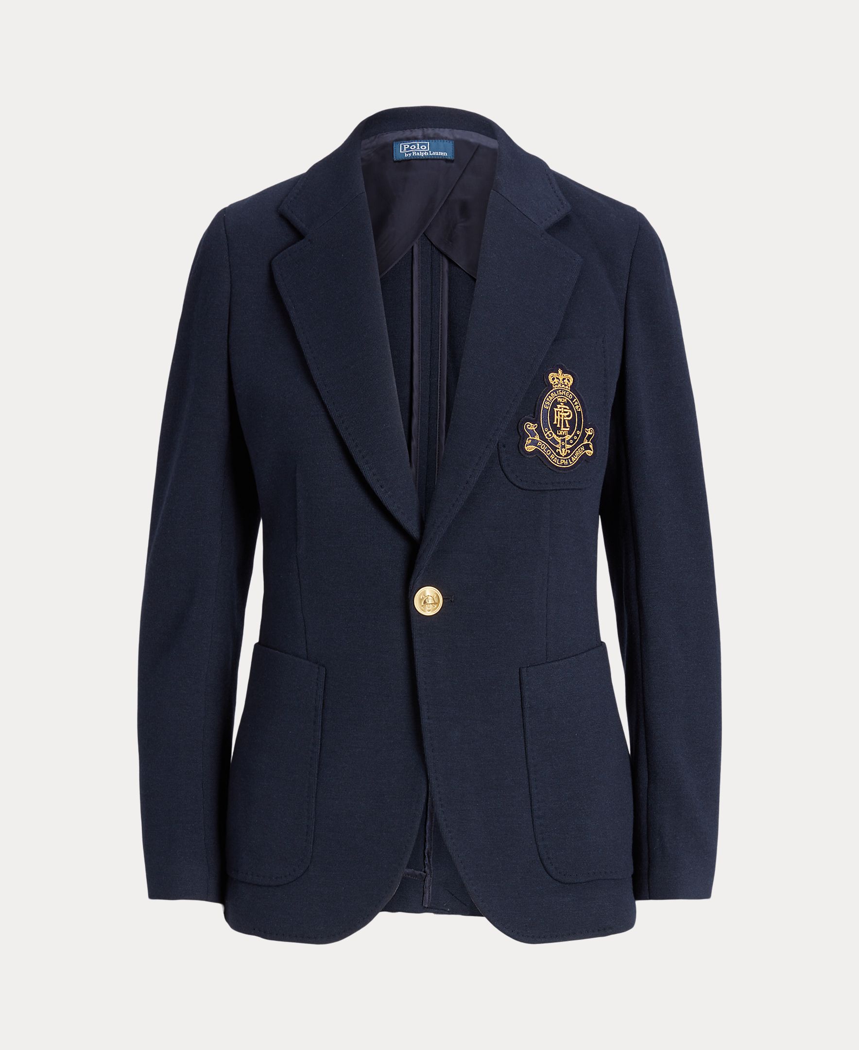 Blazer com Abotoadura Simples e Escudo Azul-marinho-7