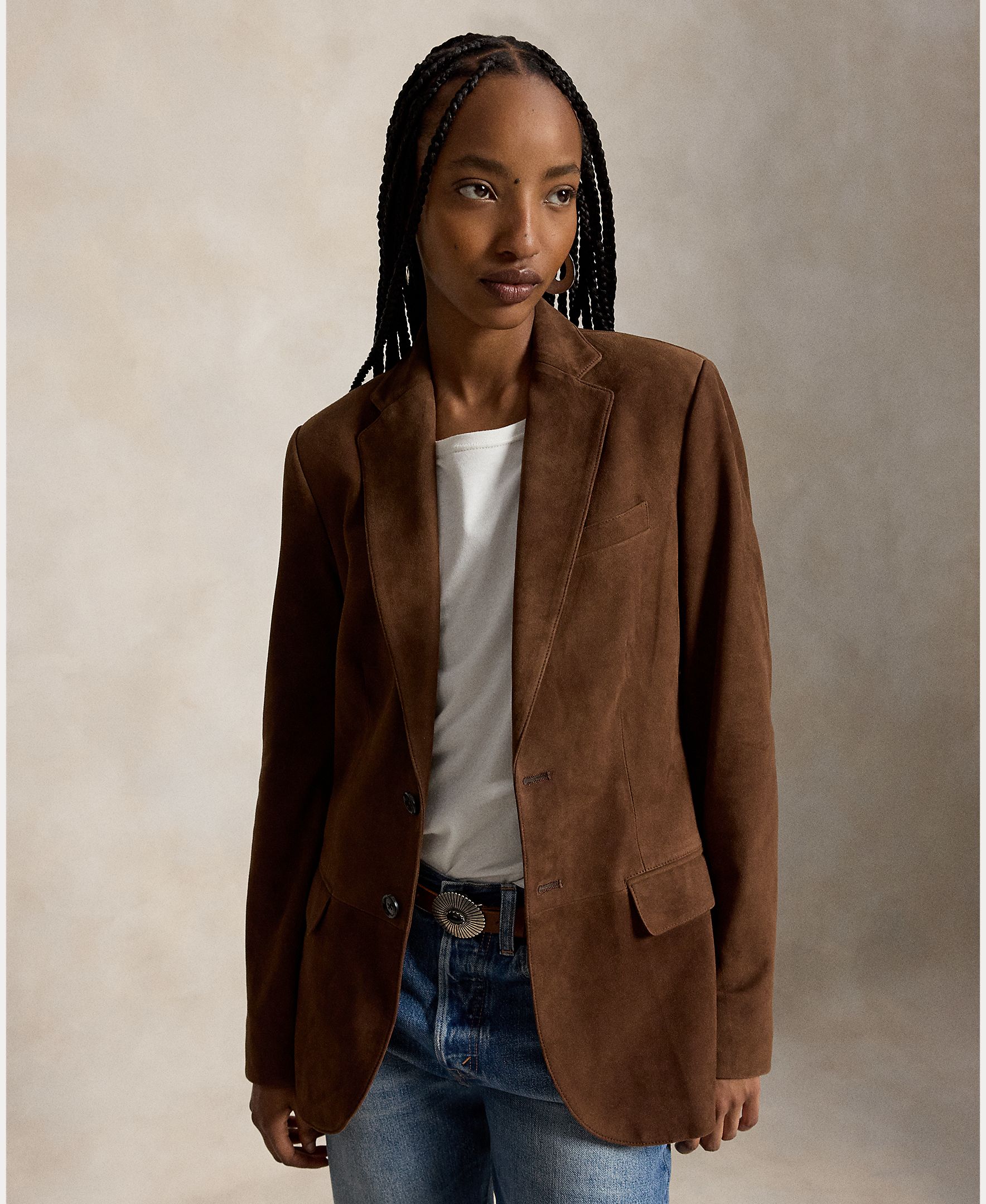 Blazer de mujer de ante - Polo Ralph Lauren - Marrón oscuro Marrón oscuro-1