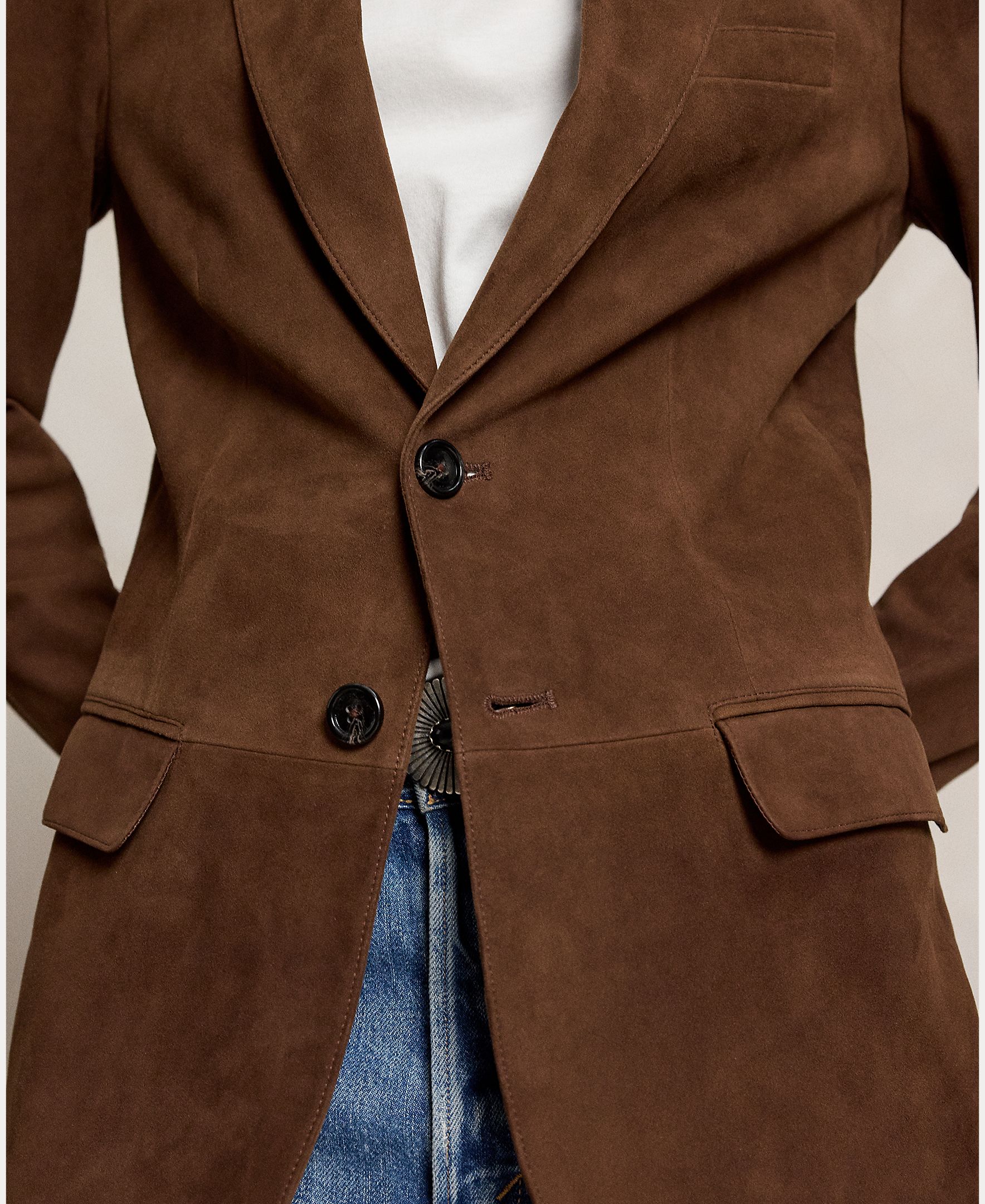 Blazer de mujer de ante - Polo Ralph Lauren - Marrón oscuro Marrón oscuro-4