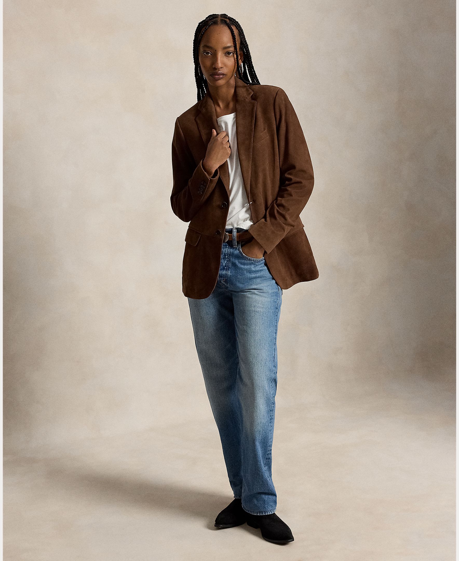 Blazer de mujer de ante - Polo Ralph Lauren - Marrón oscuro Marrón oscuro-7