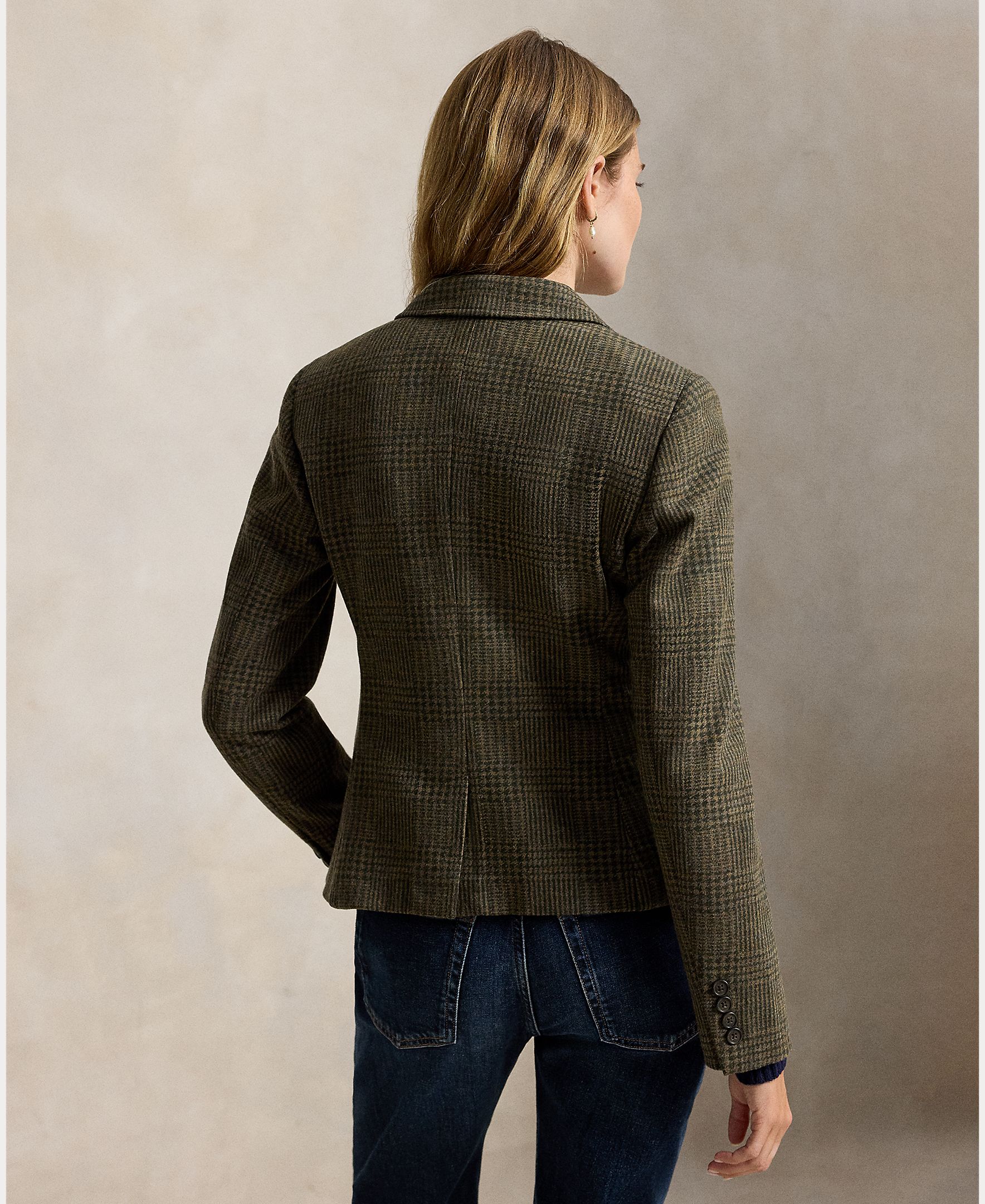 Blazer em Mistura de Algodão e Lã Verde-escuro-4