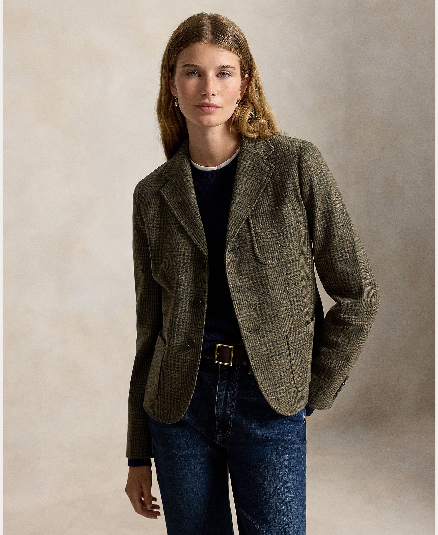 Blazer em Mistura de Algodão e Lã Verde-escuro-6