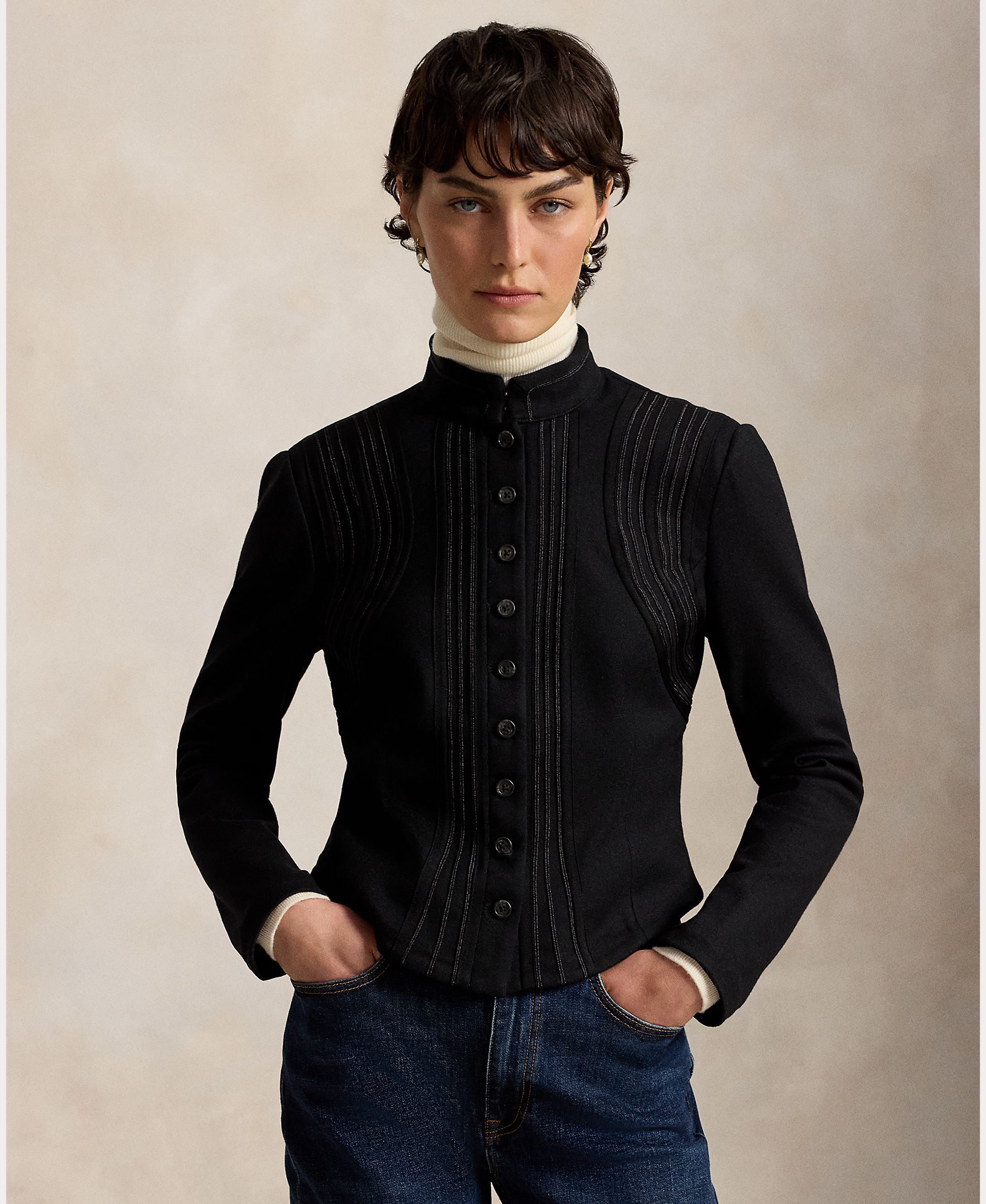 Imagen 3 de Chaqueta de mujer de algodón y lana - Polo Ralph Lauren - Negro Negro