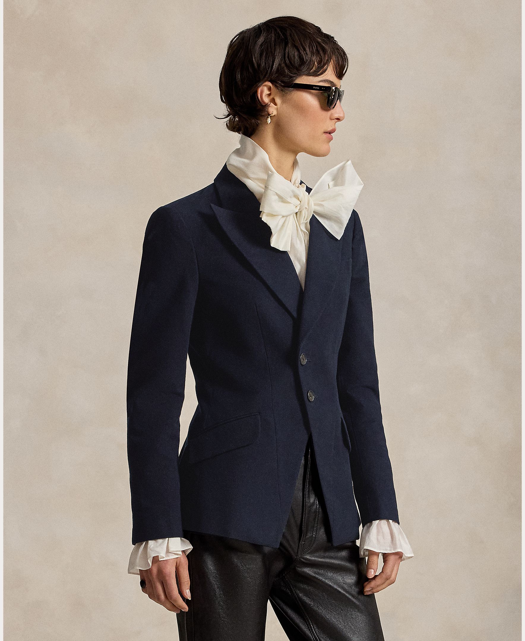 Blazer de mujer de algodón con botonadura sencilla - Polo Ralph Lauren - Azul marino Azul marino-3
