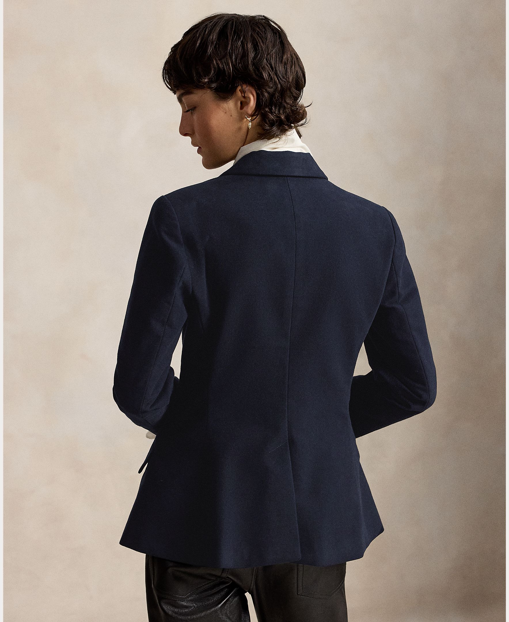 Blazer de mujer de algodón con botonadura sencilla - Polo Ralph Lauren - Azul marino Azul marino-4