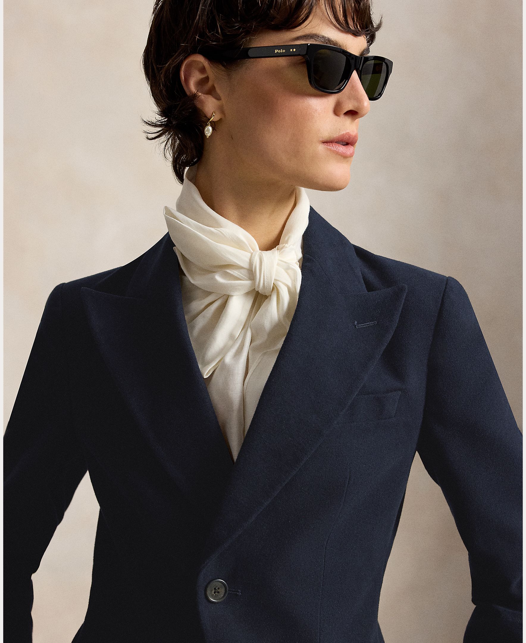 Blazer de mujer de algodón con botonadura sencilla - Polo Ralph Lauren - Azul marino Azul marino-5