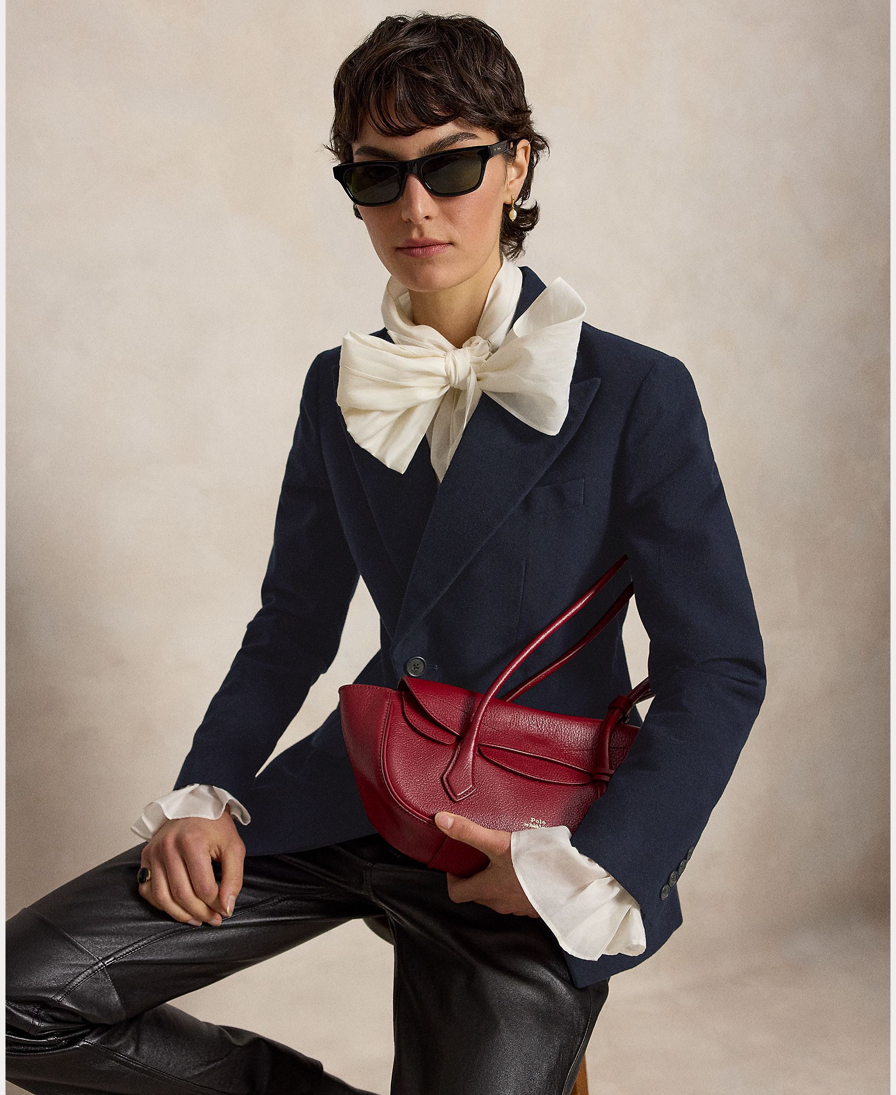Blazer de mujer de algodón con botonadura sencilla - Polo Ralph Lauren - Azul marino Azul marino-7