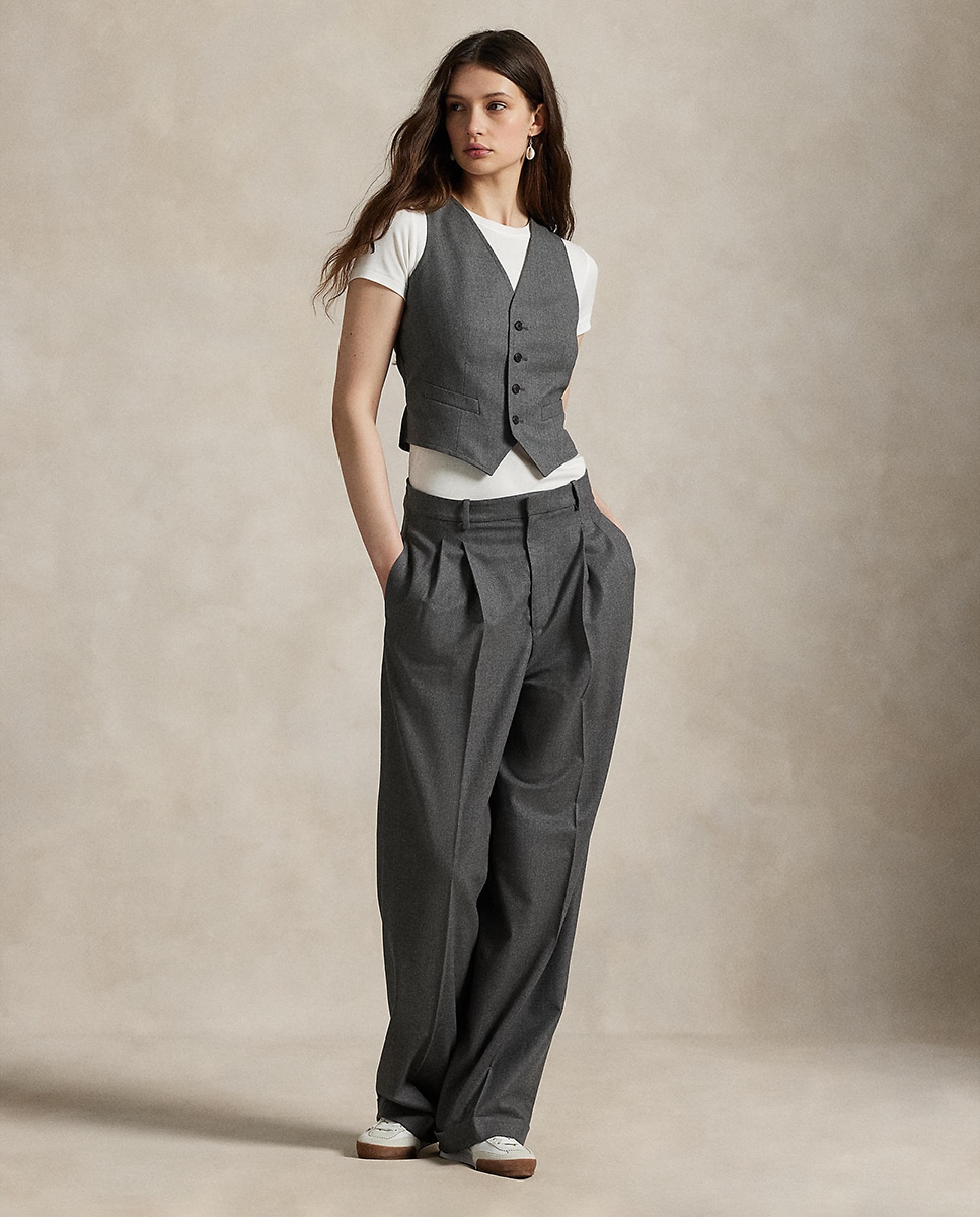 Colete Formal Abotoado de Lã Cinzento-escuro-7