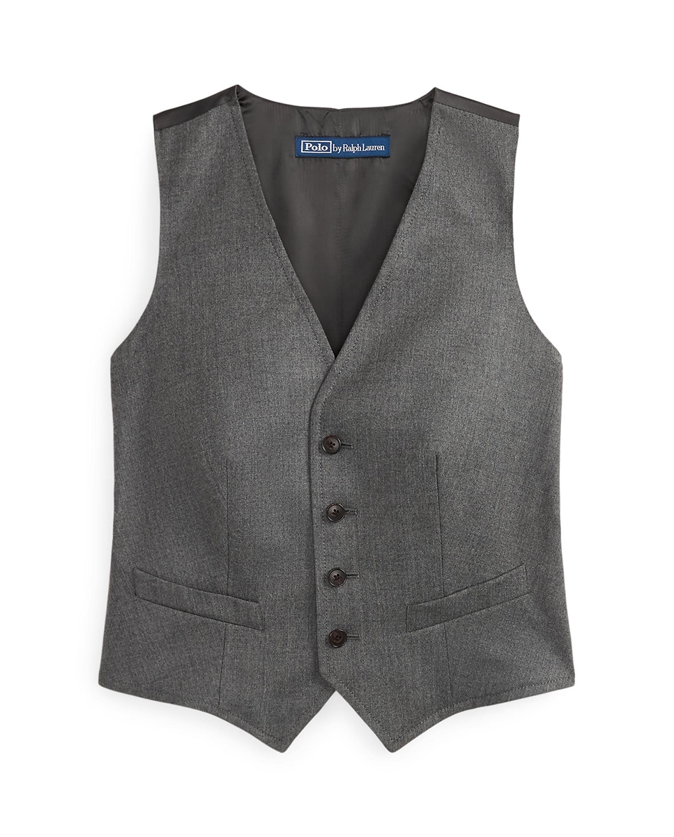 Colete Formal Abotoado de Lã Cinzento-escuro-6