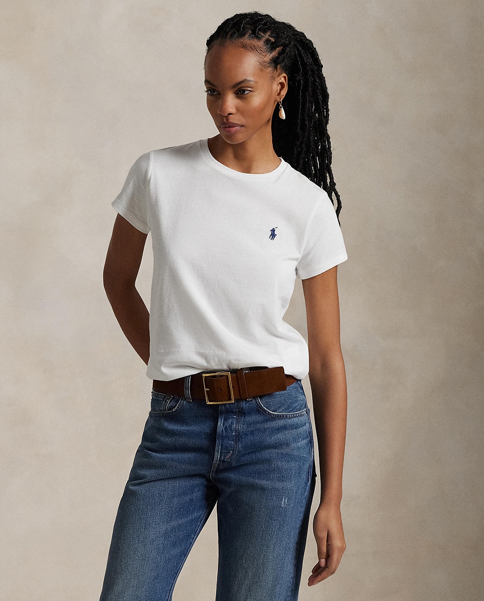 Polo Ralph Lauren - Camiseta de mujer básica con logo bordado.