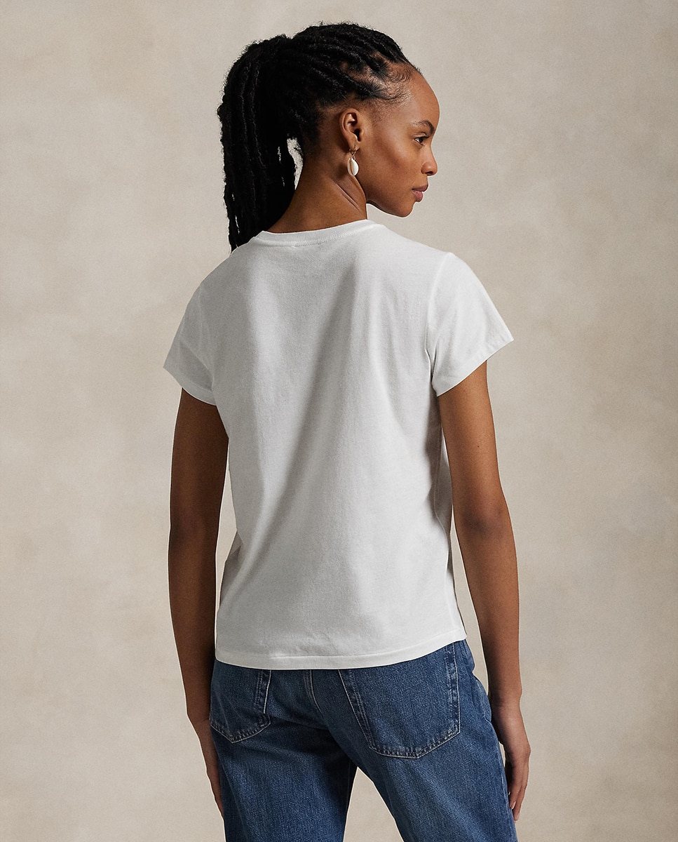 Camiseta de mujer básica con logo bordado - Polo Ralph Lauren - Blanco Blanco-3