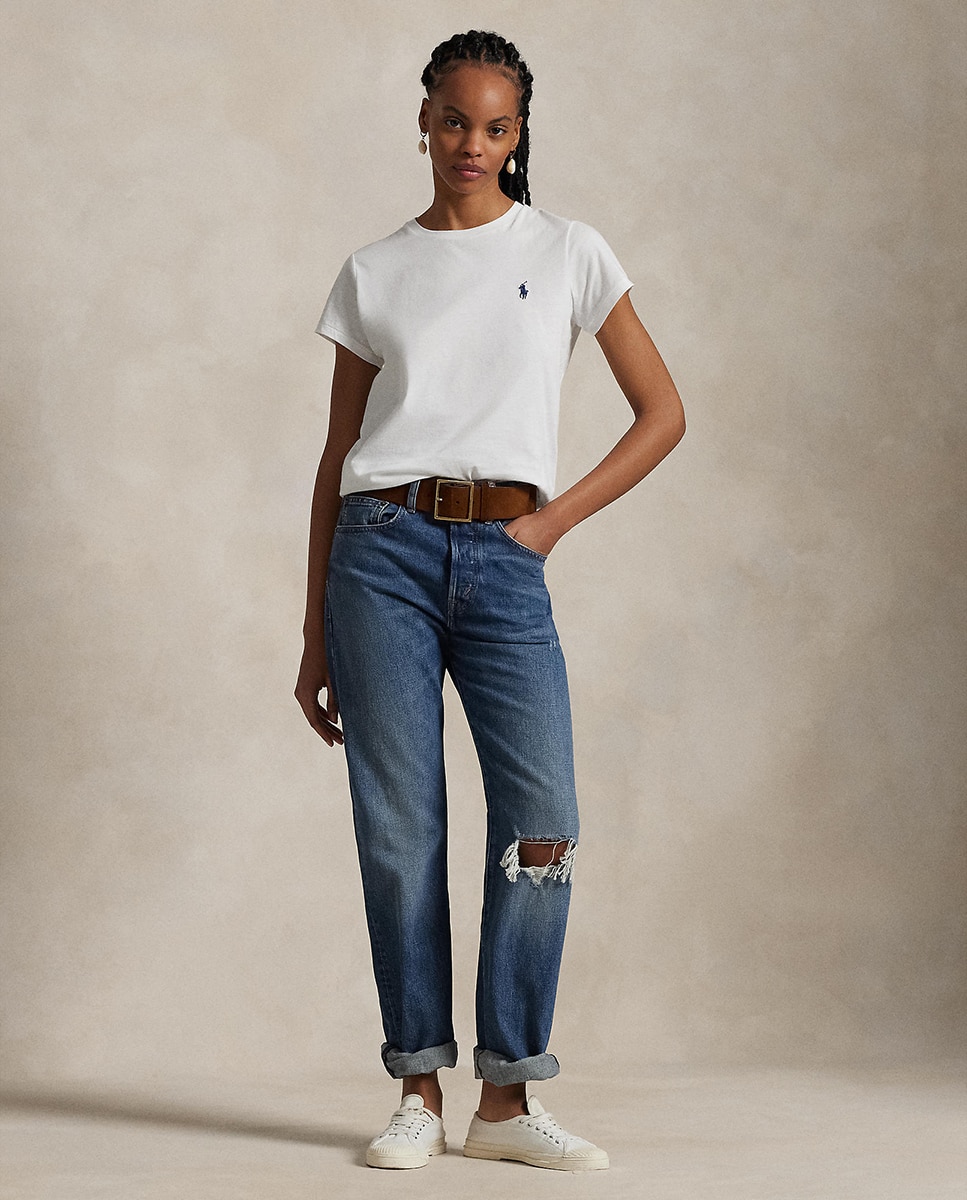 Camiseta de mujer básica con logo bordado - Polo Ralph Lauren - Blanco Blanco-6