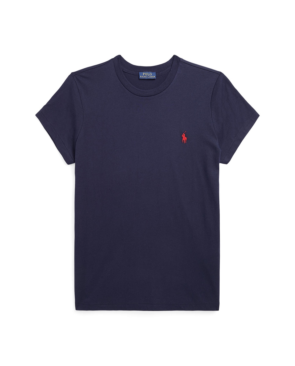 T-shirt Básica com Logótipo Bordado Azul-marinho-5