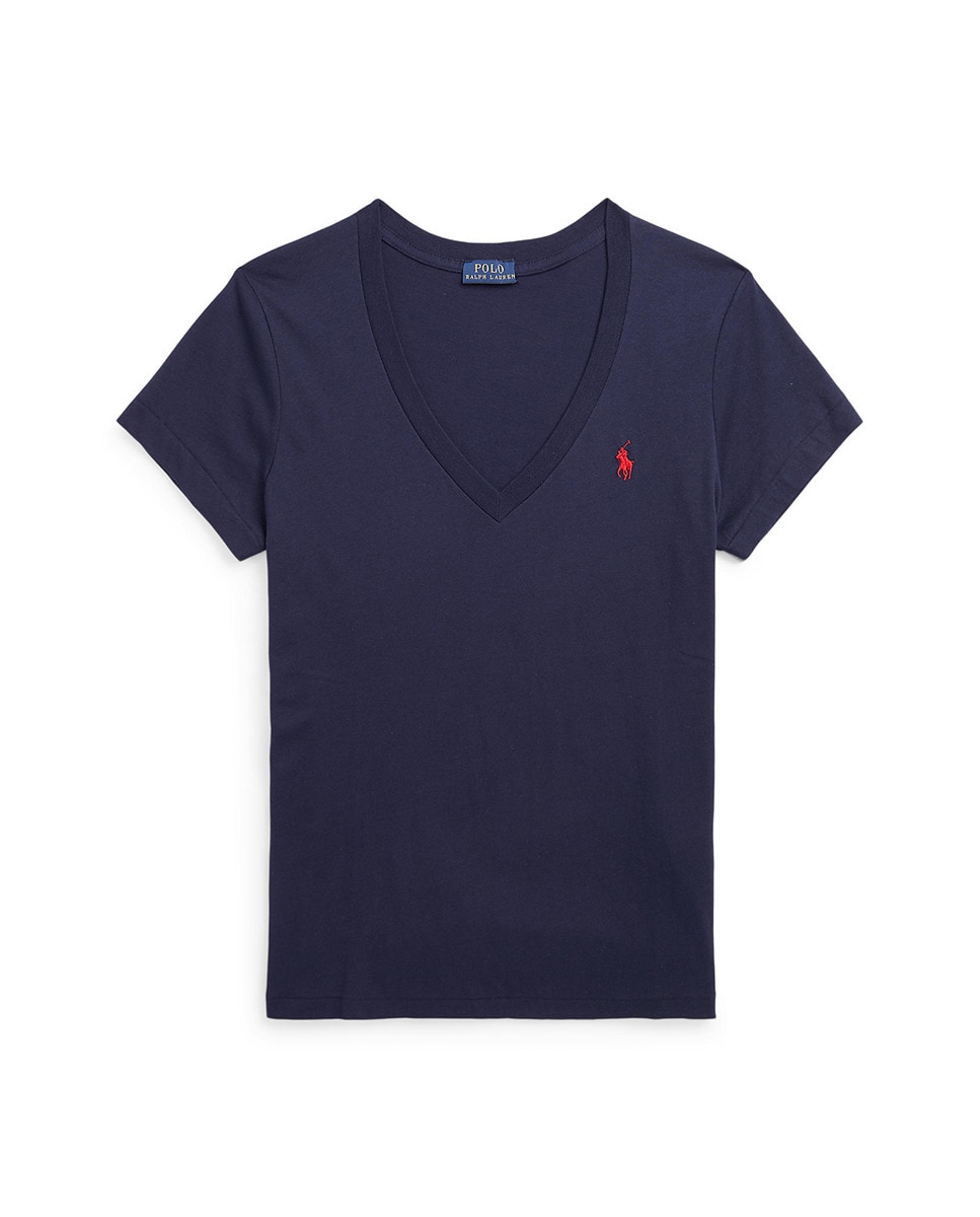 T-shirt Básica com Logótipo Bordado Azul-marinho-4