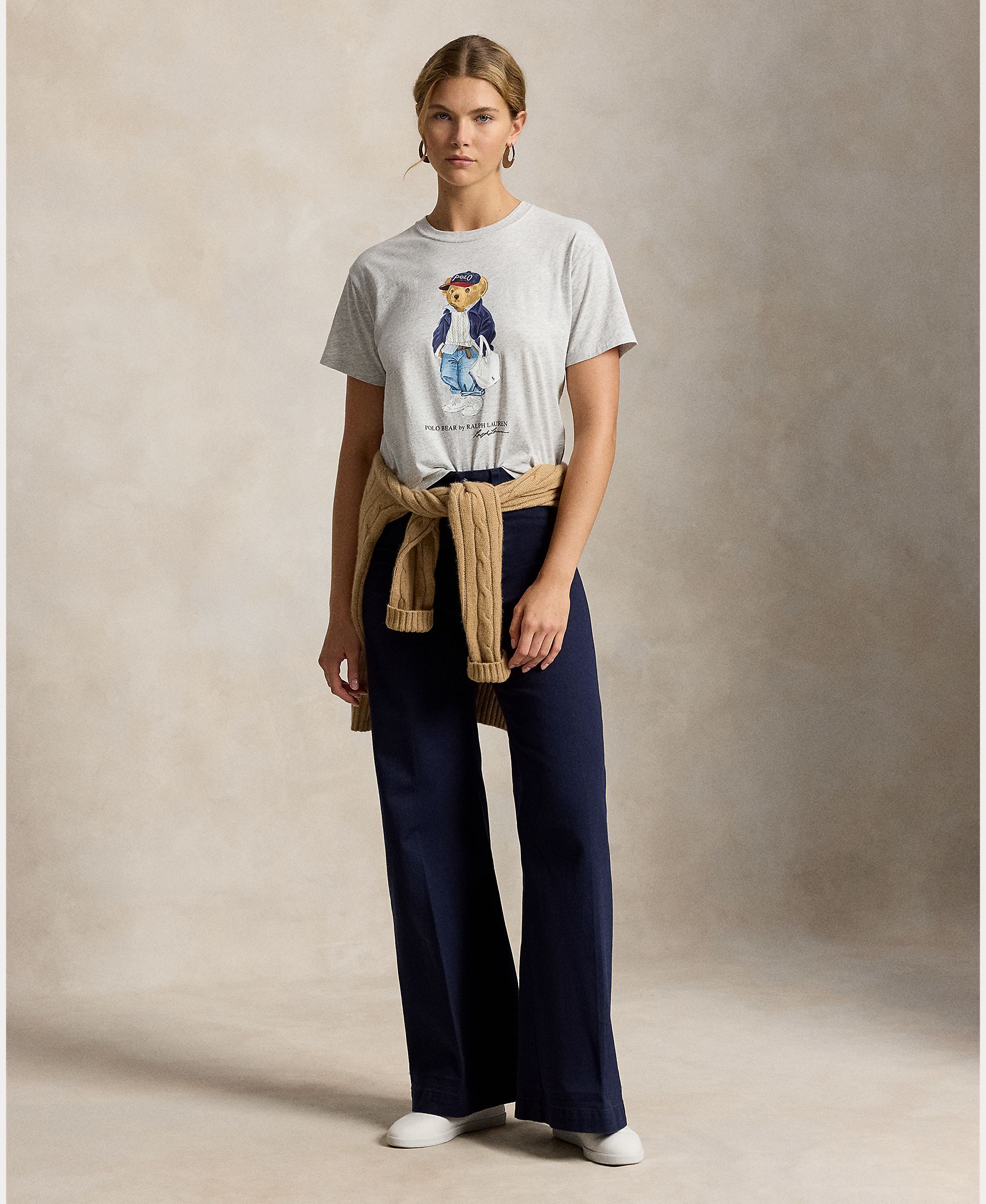 T-shirt de algodão com Polo Bear Cinzento-claro-5