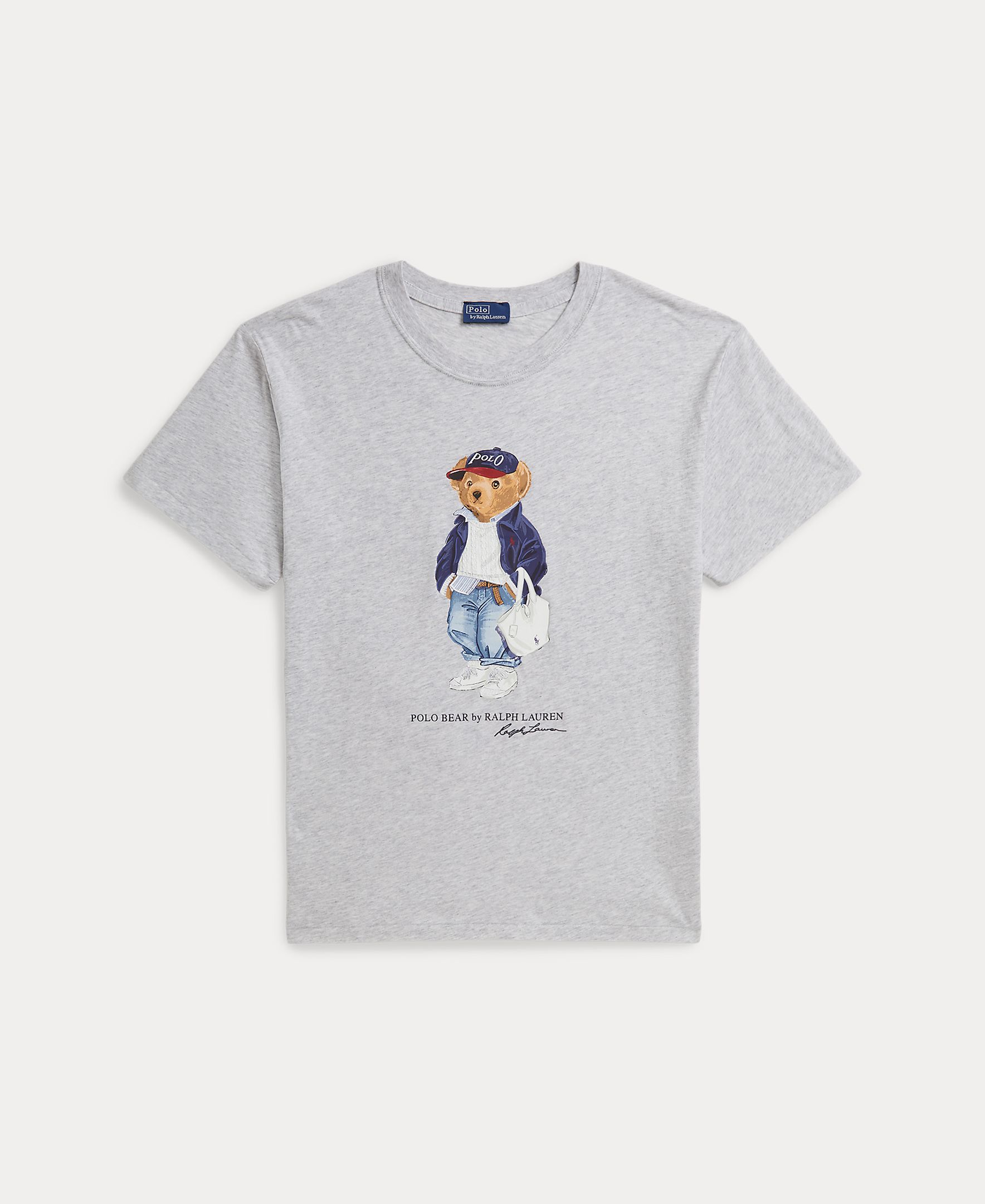 T-shirt de algodão com Polo Bear Cinzento-claro-4