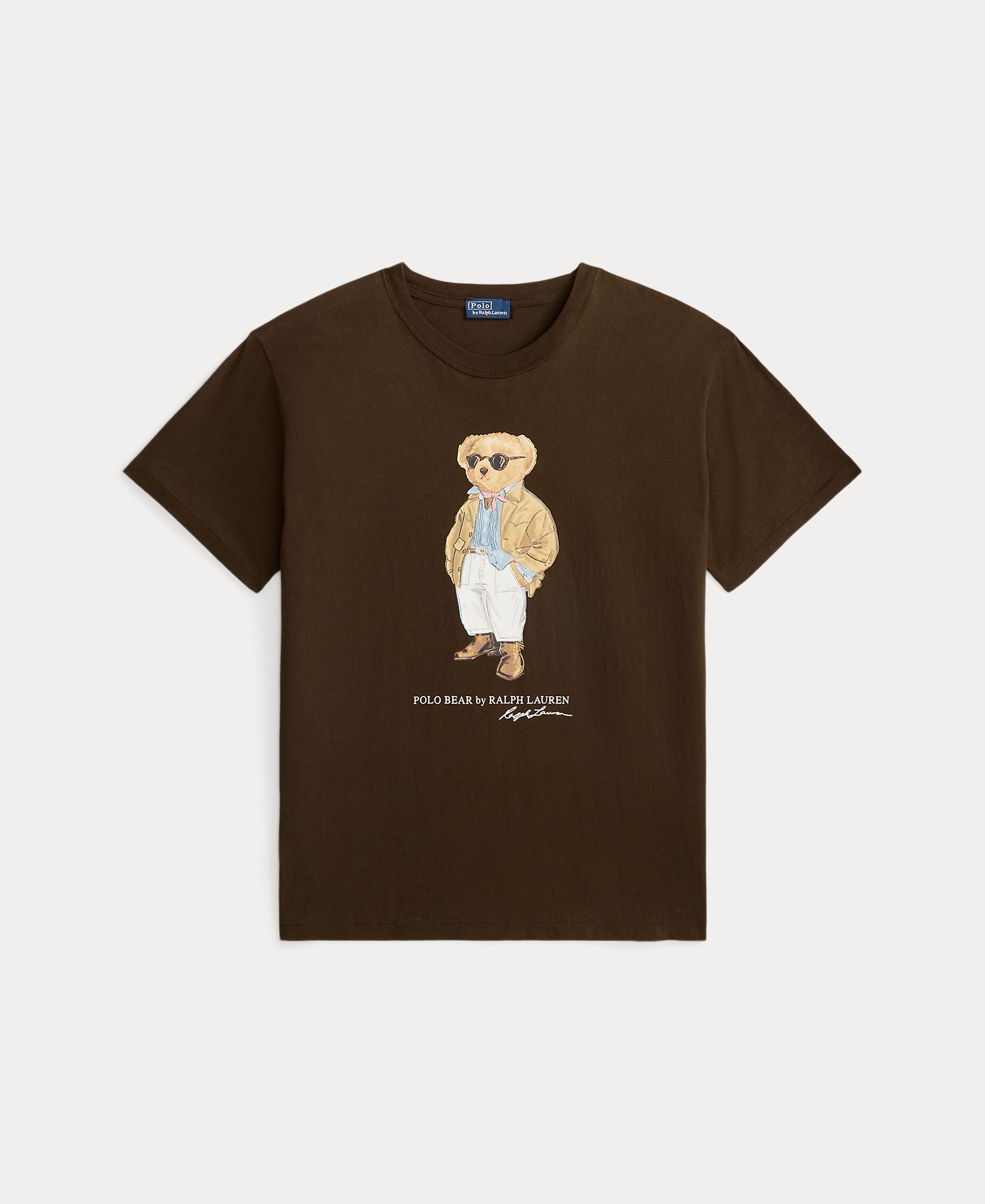 T-shirt de algodão com Polo Bear Castanho-escuro-5