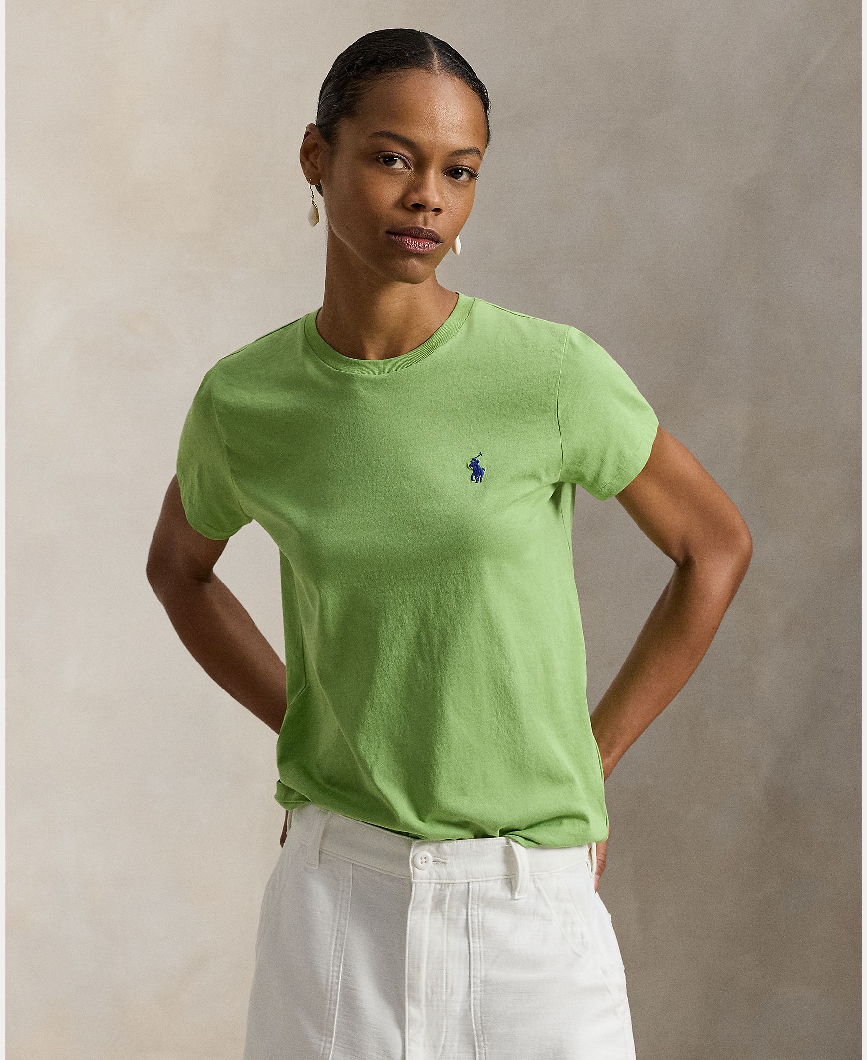 Polo Ralph Lauren - Camiseta de mujer de punto de algodón de manga corta.