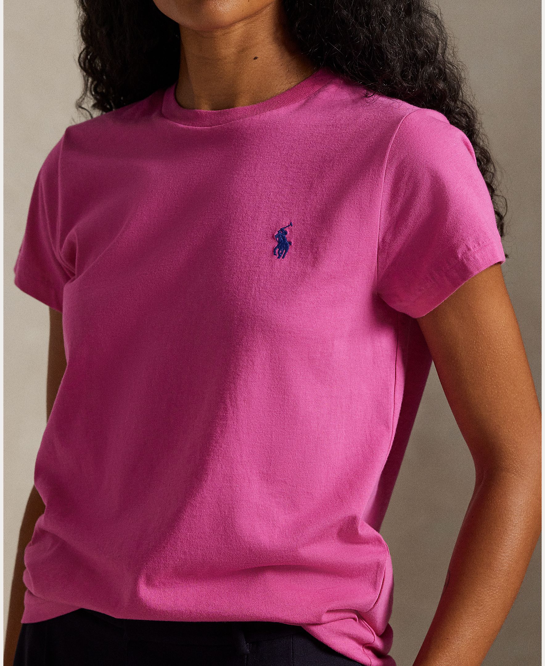 T-shirt de Malha de Algodão com Manga Curta Rosa-3